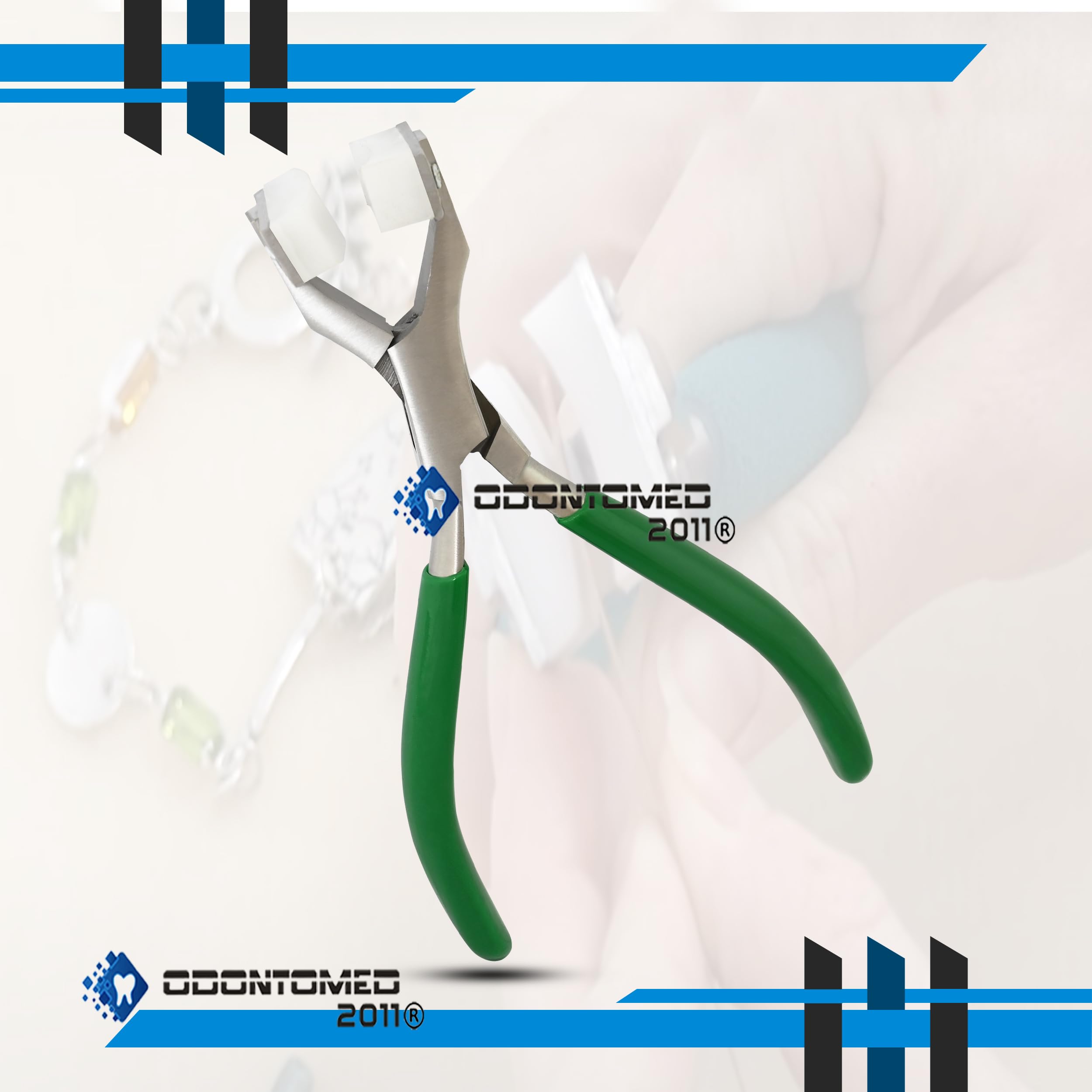 Professional Stainless Steel Jewelry Pliers - OdontoMed2011 Bracelet Repair Tool with Nylon Jaws & Green Grip Handle for Ring Forming, Spring Bending & Jewelry Making | Perfect for DIY Crafts, Jewelry Repair & Wire Work