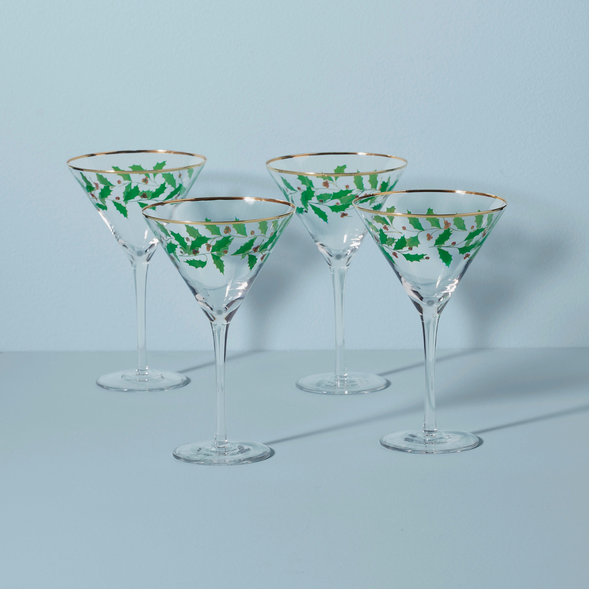 Premium Holiday Martini Glasses Set of 4 - Elegant Crystal Cocktail Glasses for Christmas, New Year & Party Entertaining - Perfect for Festive Celebrations & Home Bar Decor