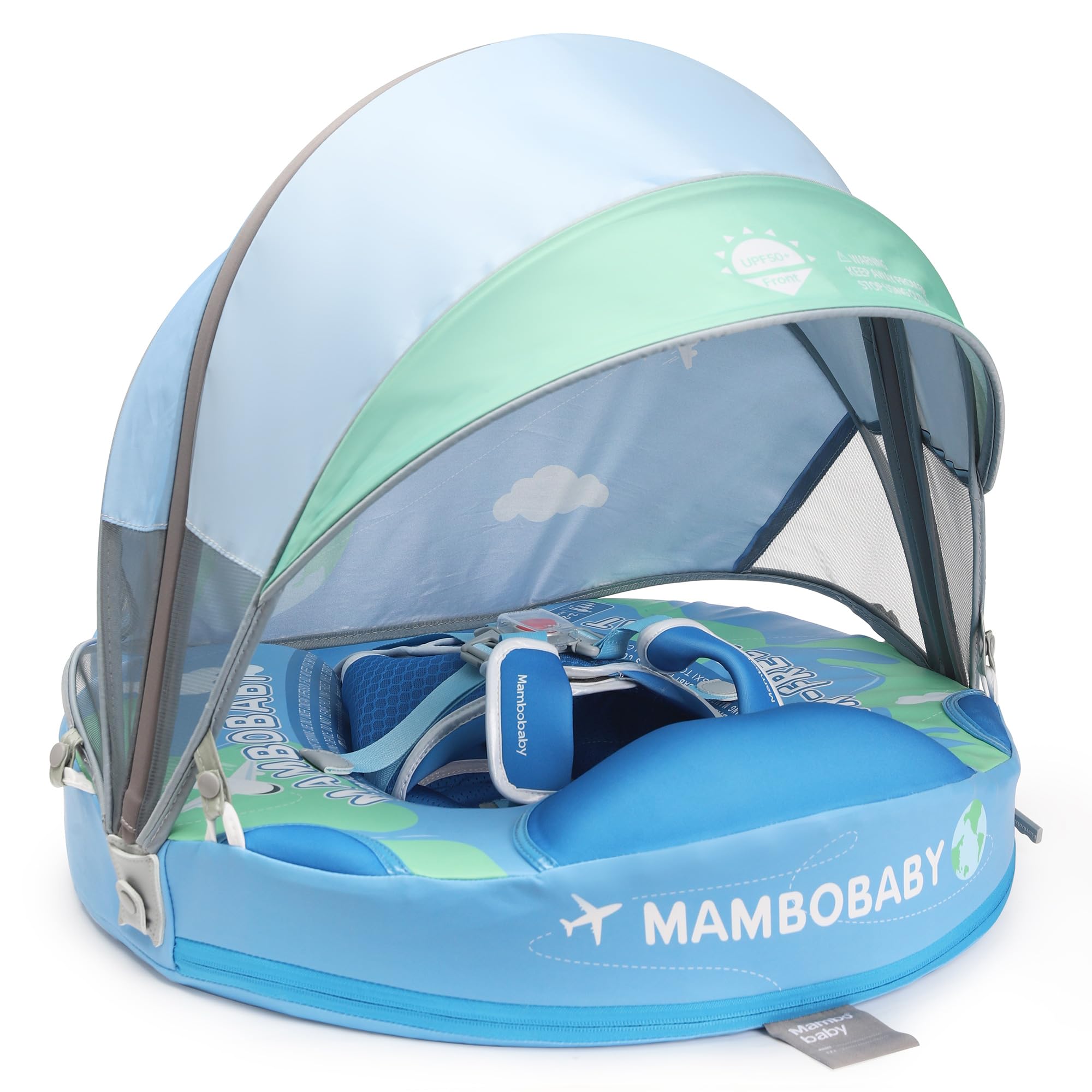 Mambobaby Baby Float with Sun Canopy & Tail - Safe Inflatable Pool Float for Toddlers & Kids - Perfect for Swimming, Beach, and Backyard Pools