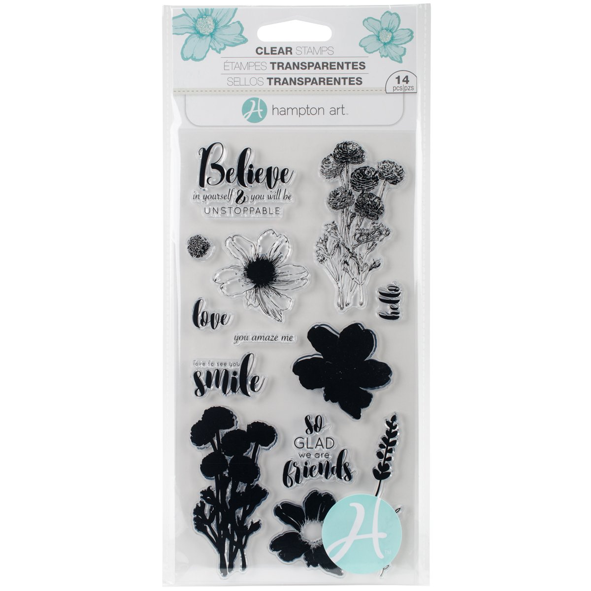 Hampton Art Flower Believe Clear Stamps for Card Making, Scrapbooking & DIY Crafts - Layer FlwrBelieve Stamps Set for Greeting Cards, Journals, Invitations & Home Decor