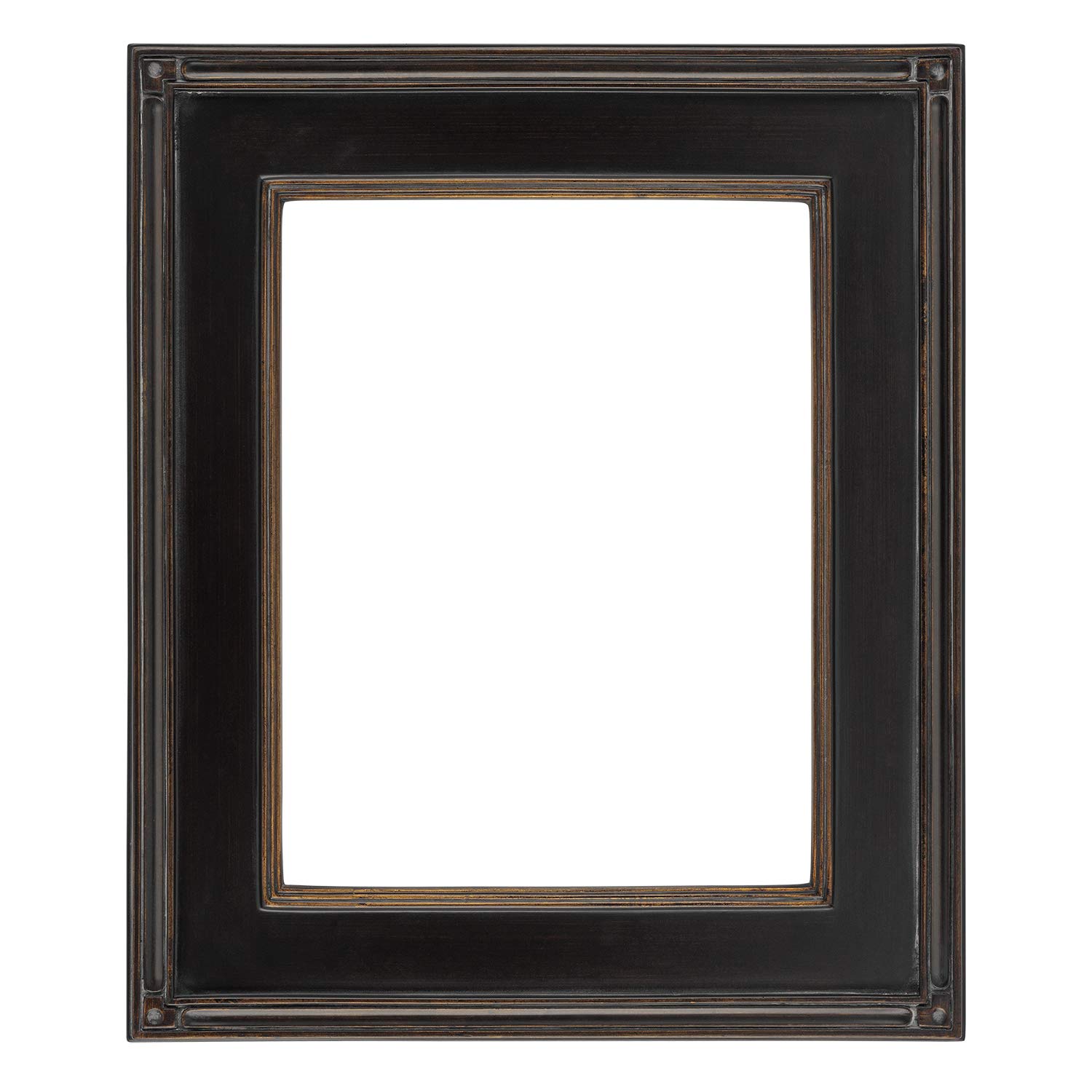 Creative Mark Plein Air Museum Collection De Stijl Open Back Art Frame - 11x14 Inch, 6 Pack (Black/Gold) - Hand-Leafed Wood Composition, Museum-Quality Closed-Corner Frame for Paintings, Photos & Artwork - Perfect for Home Decor, Gallery Displays & Artist Studios