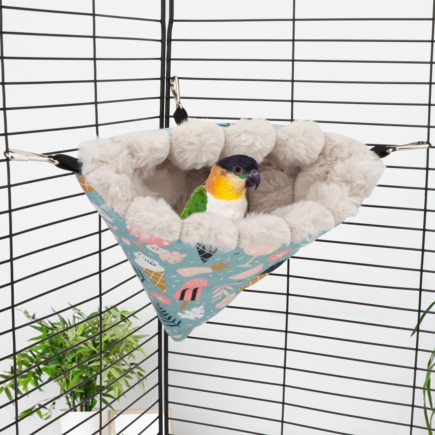 Wontee Warm Hanging Bird Nest House - Cozy Winter Hammock Bed & Snuggle Hut for Parakeets, Budgies, Caique, Conures, Cockatiels (Medium, Blue) - Perfect for Cage Accessories & Small Bird Comfort in Cold Weather