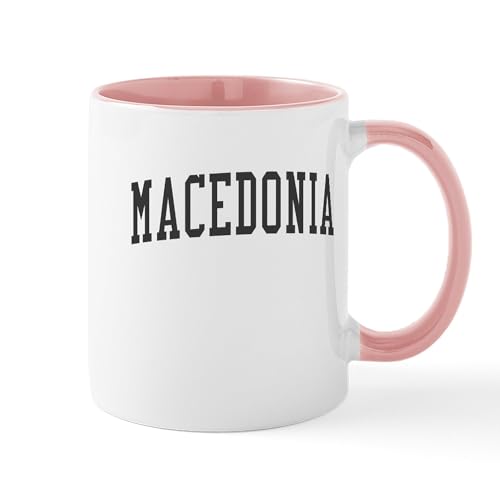 White/Pink Inside - Macedonia Black Mug