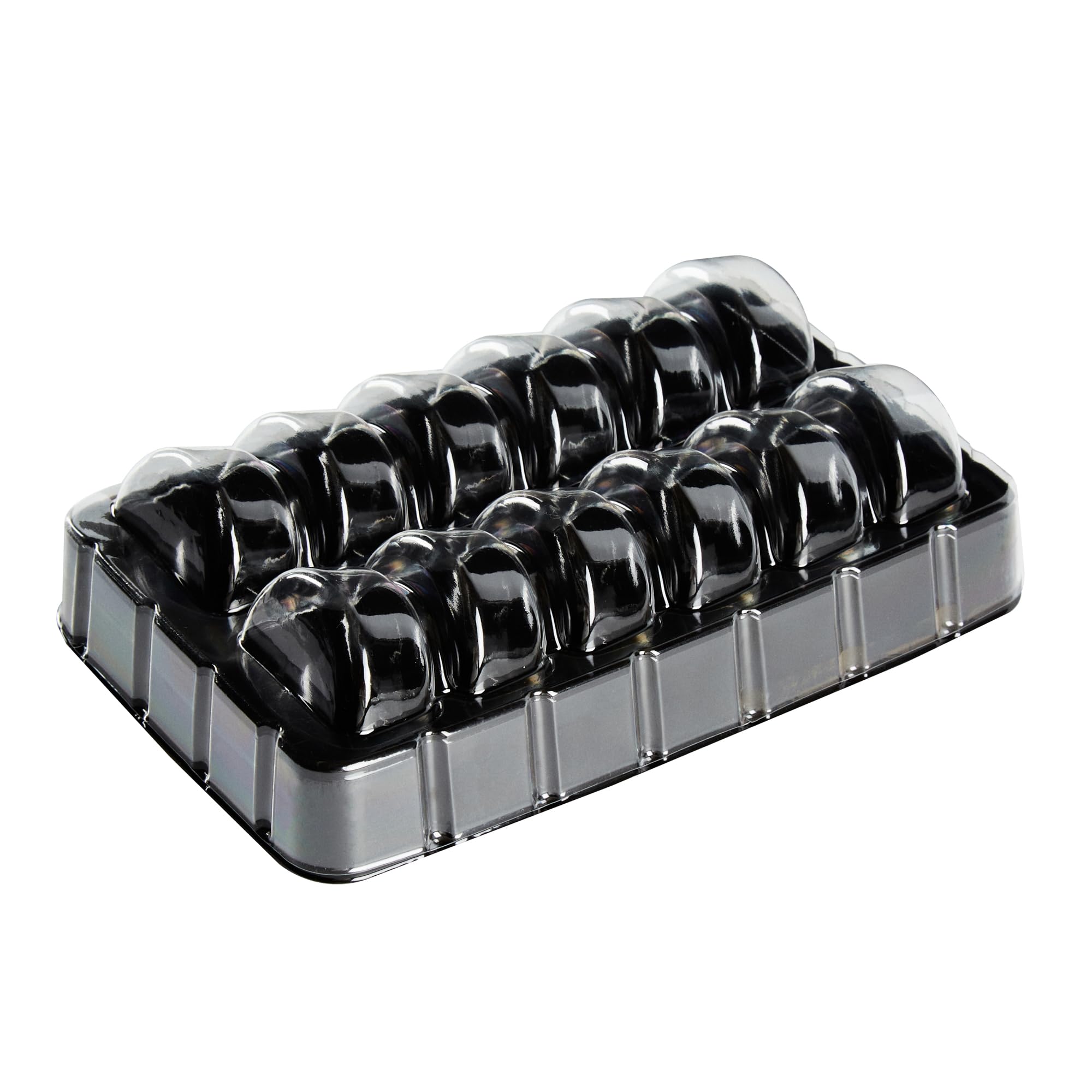 Shock Safe Rectangle Black Plastic Macaron Take Out Box - Fits 12 Macarons - 11