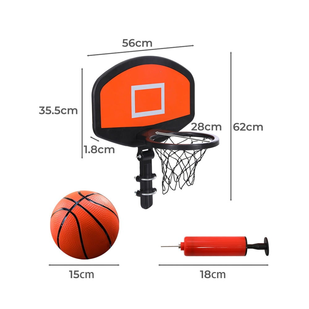 Centra Trampoline Basketball Set for Kids - Adjustable Hoop, Durable Backboard, Includes Pump & Ball - Perfect for Outdoor Play, Backyard Fun, and Trampoline Games