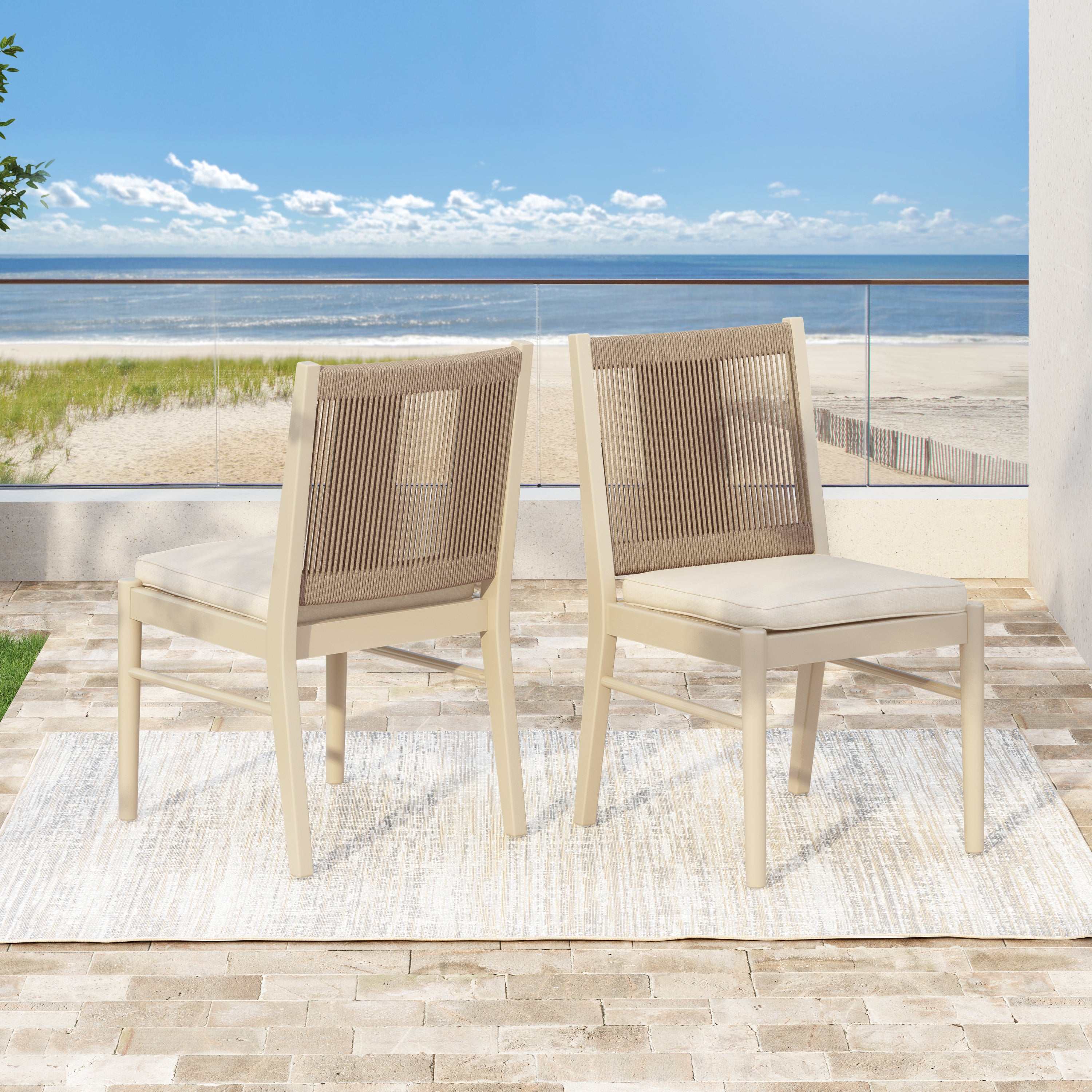 CORDOBA KD Dining Chair Set of 2 - Modern Wooden Kitchen Chairs with Upholstered Seat - Perfect for Dining Room, Kitchen, and Breakfast Nook