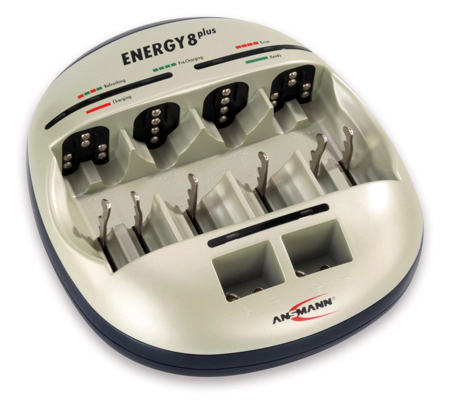 Ansmann Energy 8 Plus AA/AAA NiMH Battery Charger with 8 Digital 2700mAh Rechargeable Batteries - Perfect for Cameras, Toys, Flashlights & Electronics
