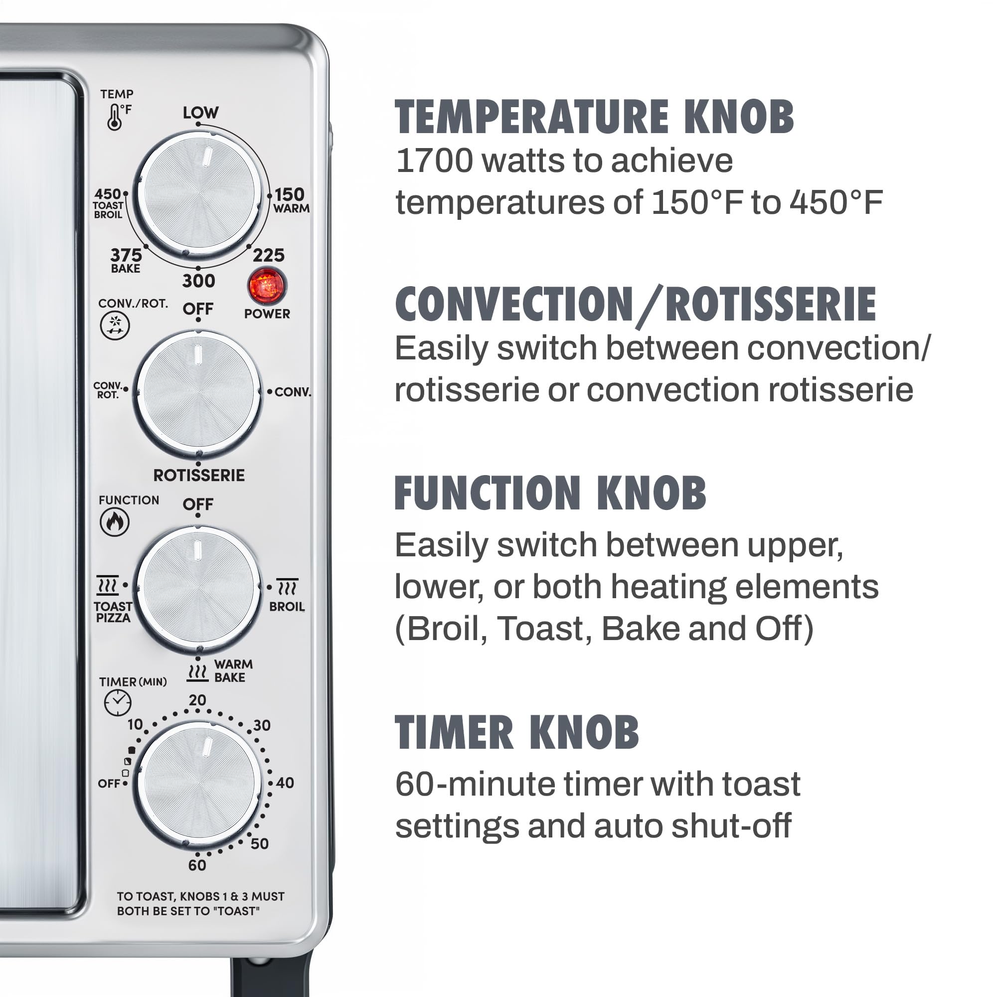 Elite Gourmet ETO4524 45L Countertop Convection Toaster Oven with French Doors - Adjustable Temperature & Timer for Baking, Roasting, Broiling, Toasting - Includes Baking Pan, Rack & Rotisserie - Stainless Steel Design - Perfect for Small Kitchens, Dorms, Apartments & Quick Meal Prep