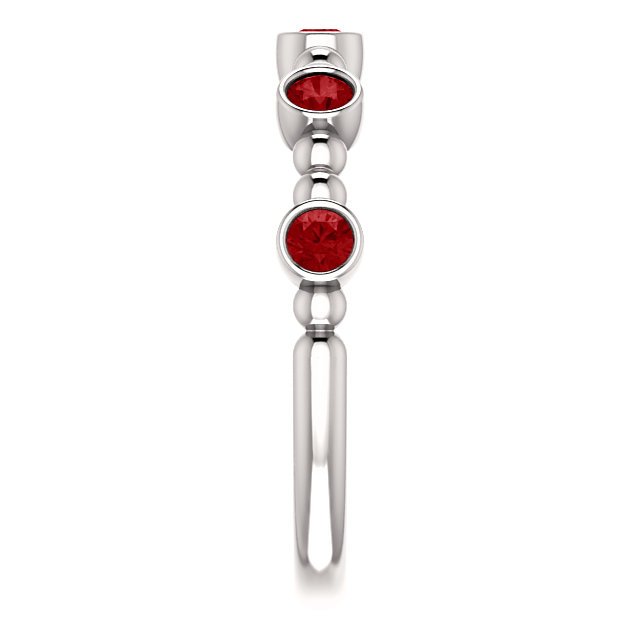 14K Gold 0.45 CTW Ruby Bezel Set 5-Stone Stackable Beaded Ring for Women - Perfect for Layering, Gift Giving & Everyday Elegance