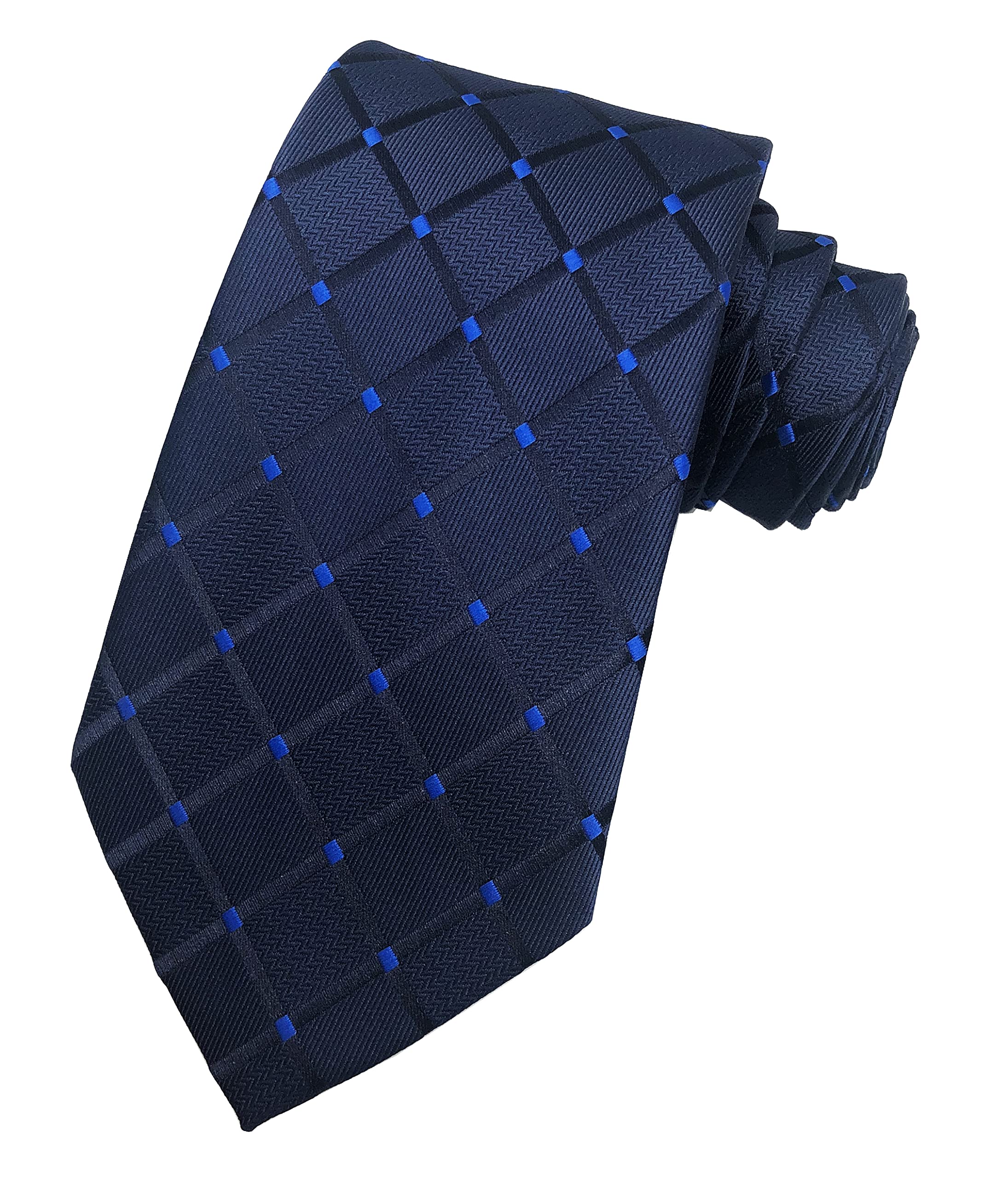 Veegood Men's Classic Jacquard Woven Silk Tie - Plaid & Striped Necktie for Business, Wedding, Party & Formal Suit Attire - Premium Quality Dress Accessories for Groomsmen, Professionals & Special Occasions