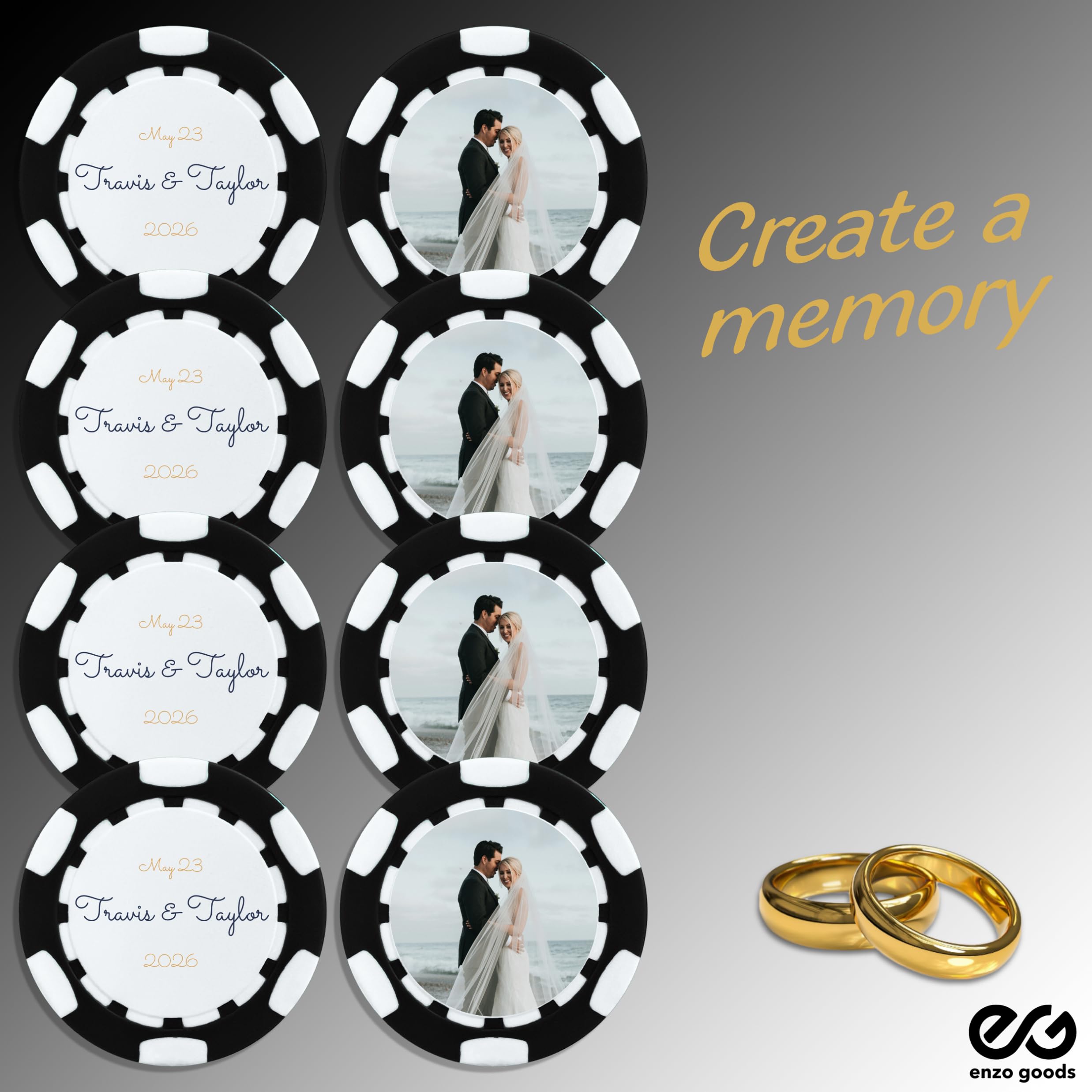 Custom Poker Chips Set of 50, 100, 200 or 500 - Personalized Casino Chips with Your Logo | Premium Clay Poker Chips for Home Games, Poker Nights & Casino-Themed Parties