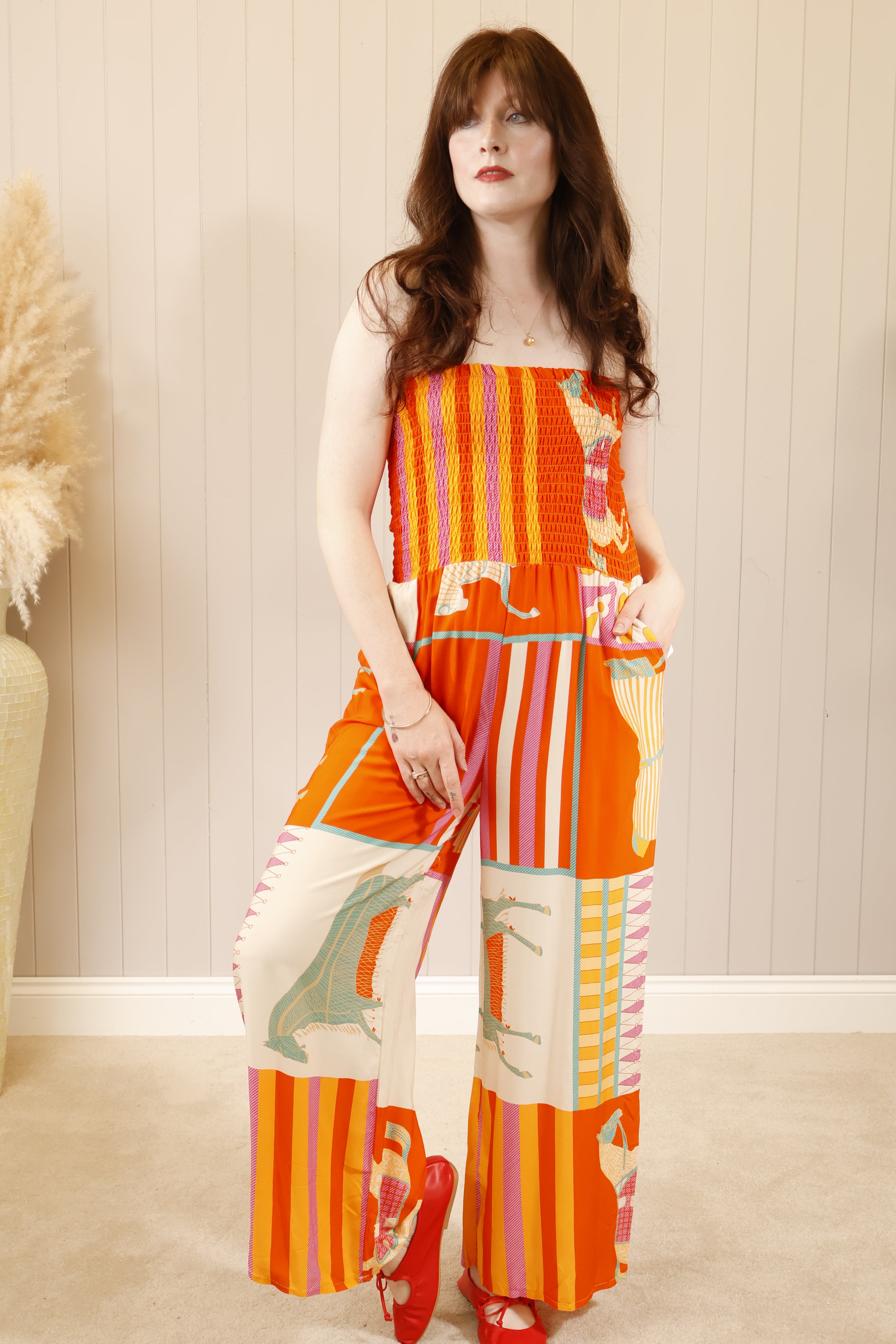 Stylish Calypso Jumpsuit in Vibrant Orange - Perfect for Beach Vacations & Summer Outings
