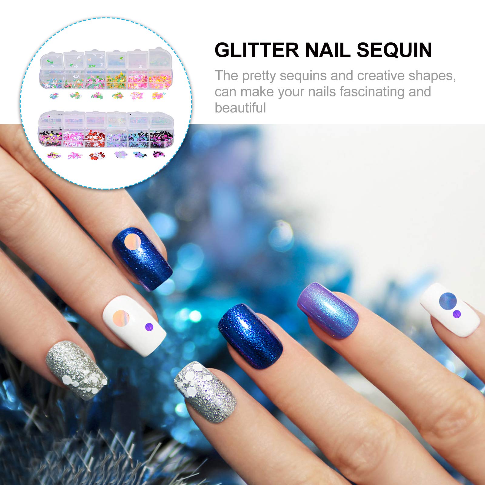 2 Boxes Nail Butterfly Sequins - 3D Nail Art Stickers, Heart Sequins & Letter Decals for Manicure - DIY Nail Supplies for Professional & Home Use - Perfect for Parties, Weddings, and Salon Nail Designs