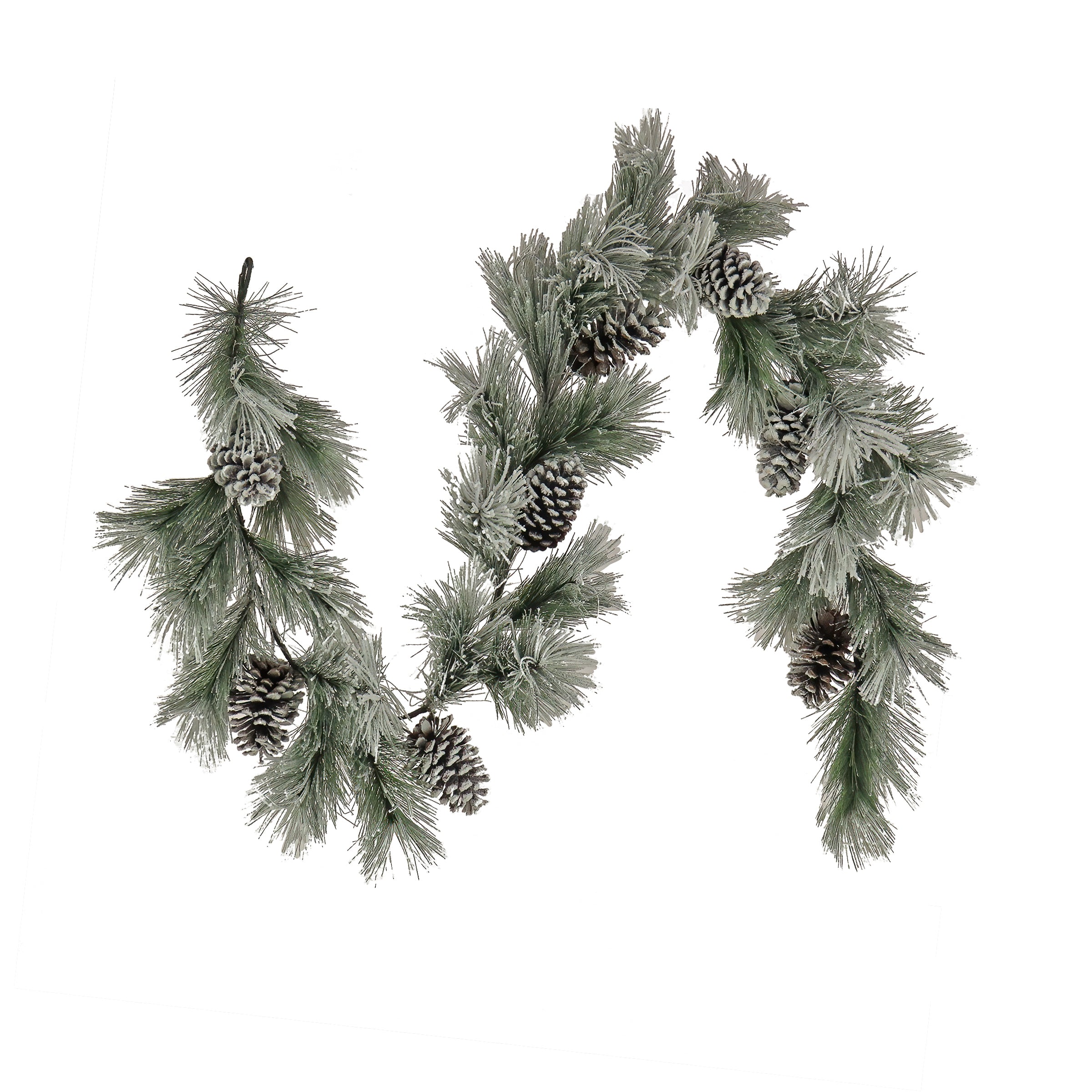 7 ft. Snowy Pine Artificial Christmas Garland - Perfect for Holiday Tree Decorations, Fireplace Mantel, and Staircase Banister