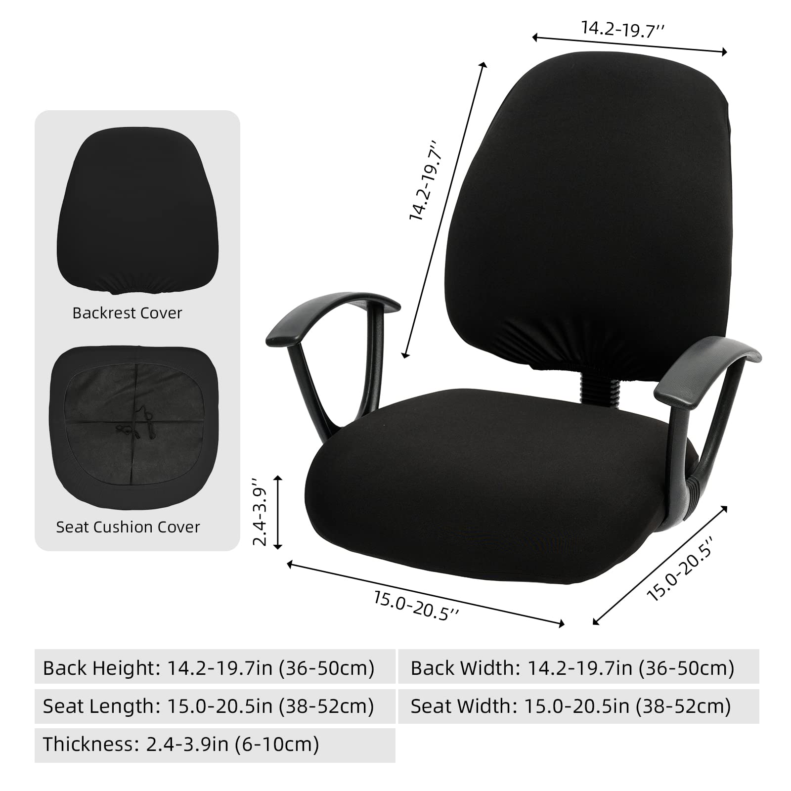Universal Stretchable Office Chair Seat Cover - Washable Computer Chair Slipcover with Rotating Backrest Protection - Pet-Friendly Cushion Protector for Dogs & Cats (Light Gray) | Perfect for Home Office, Gaming & Workspace Decor