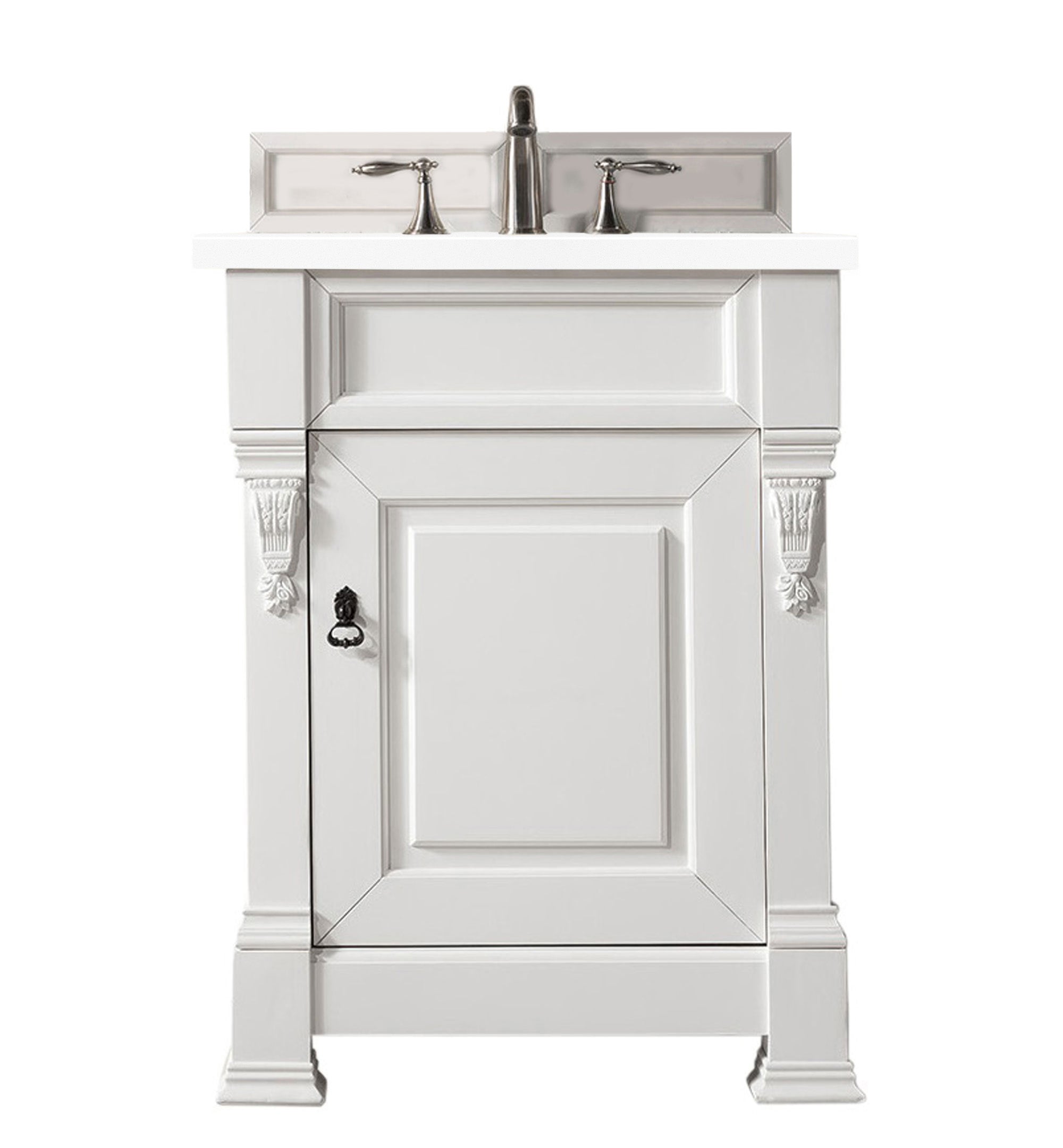Brookfield 26 Inch Single Bathroom Vanity Set with 3CM Classic White Quartz Countertop - Bright White Finish for Modern Bathroom Decor | Perfect for Small Spaces, Guest Bathrooms & Home Renovations