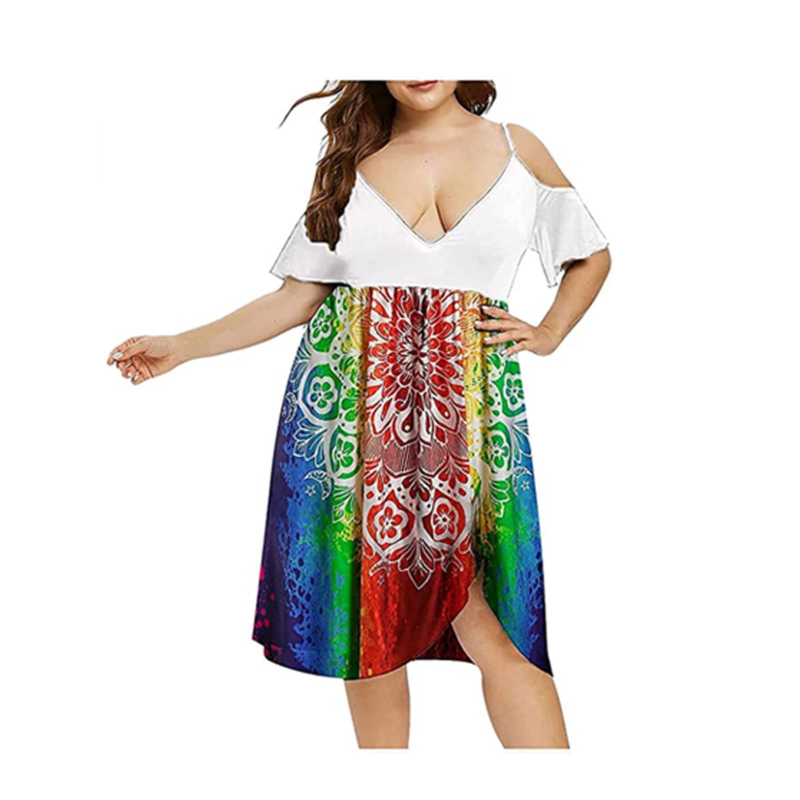 Women's Smocked Sleeveless Floral V-Neck Maxi Dress - Boho Summer Beach Dress for Vacation, Wedding Guest & Casual Outings