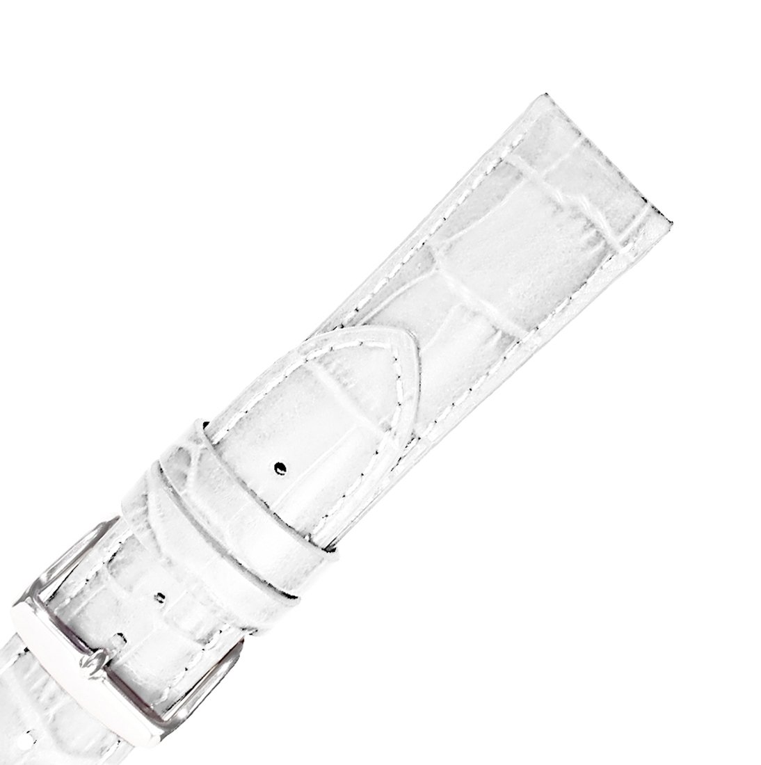 Hadley Roma MS898 22mm White Alligator Grain Genuine Leather Watch Band for Men - Premium Replacement Strap for Dress Watches, Business & Formal Occasions