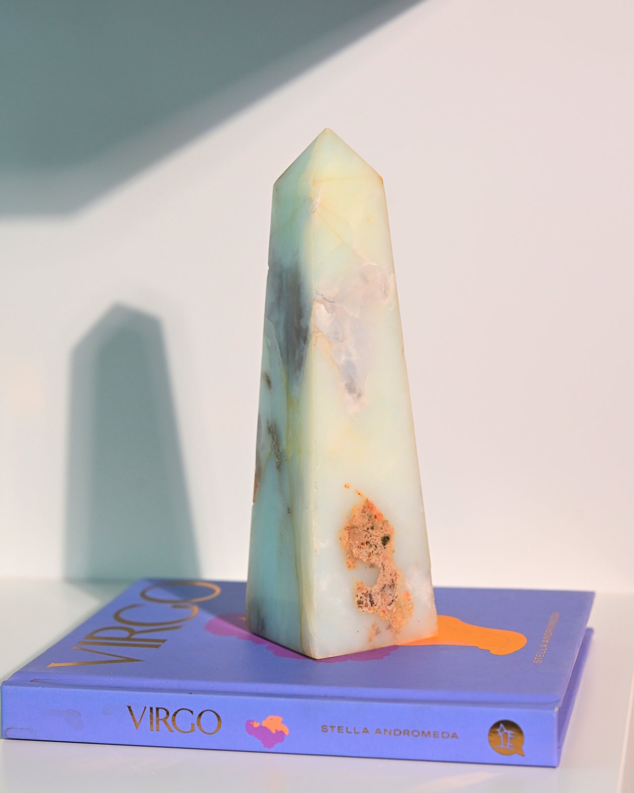 Natural Peruvian Blue Opal Tower - 6 Inch Healing Crystal for Meditation, Reiki & Home Decor | Spiritual Energy Stone for Positive Vibes