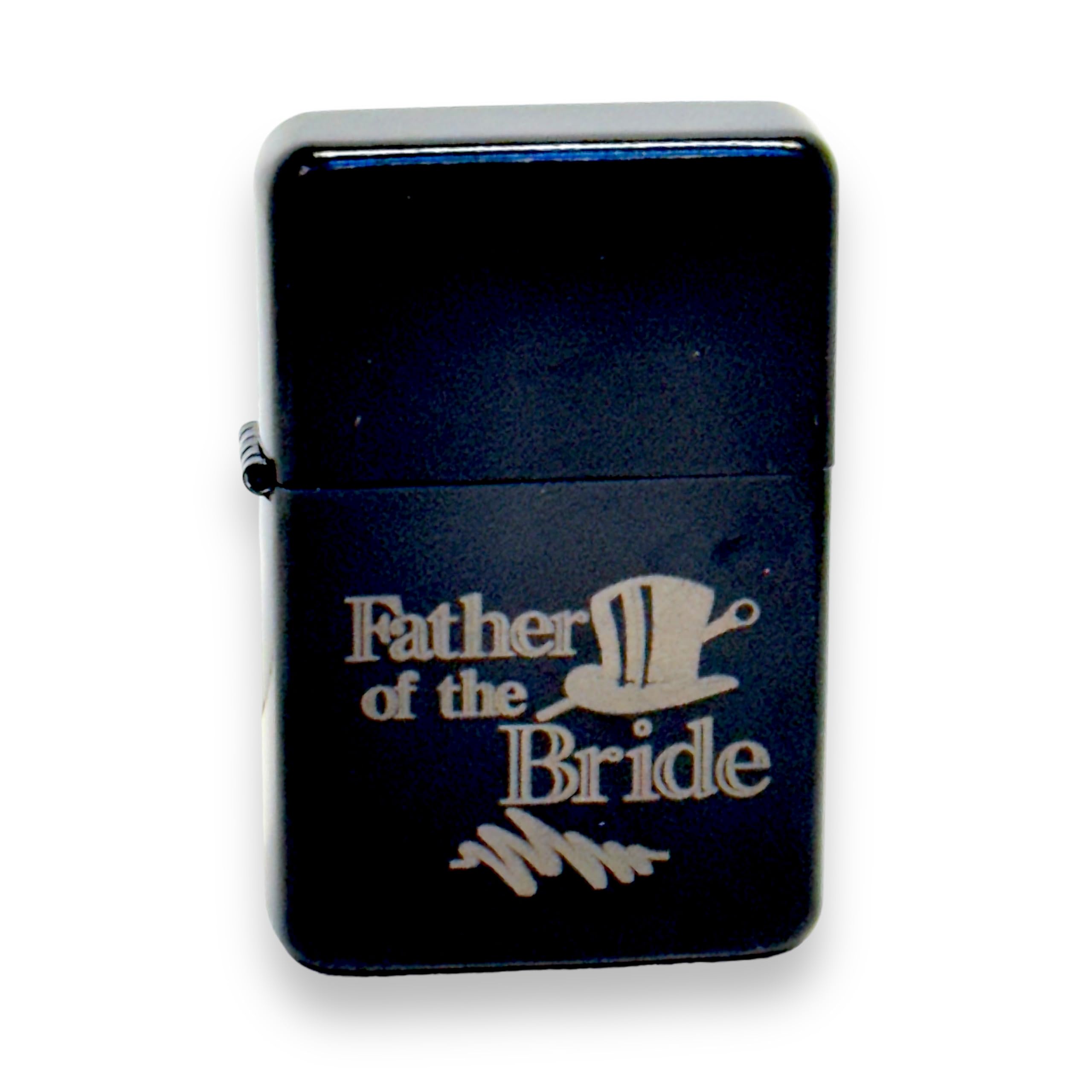 Engraved Wedding Party Gifts - Personalized Flasks & Lighters Set (Black Lighter, Father of the Bride Gift) - Perfect for Bridal Showers, Bachelor Parties & Wedding Favors
