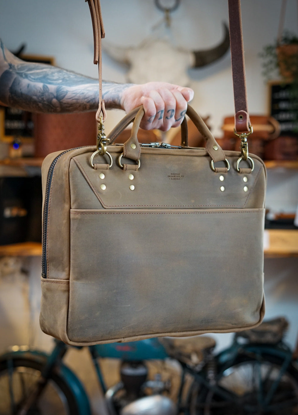 Premium Business Bag for Men & Women - Rebel Rust Nubuck Leather Laptop Briefcase - Perfect for Office, Work Commute & Business Travel