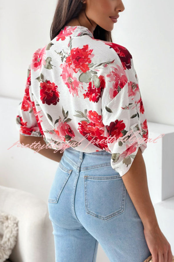 Stylish Floral Print Casual Shirt Top for Women - Summer Blouse with Comfortable Fit - Perfect for Office, Date Night & Weekend Outings