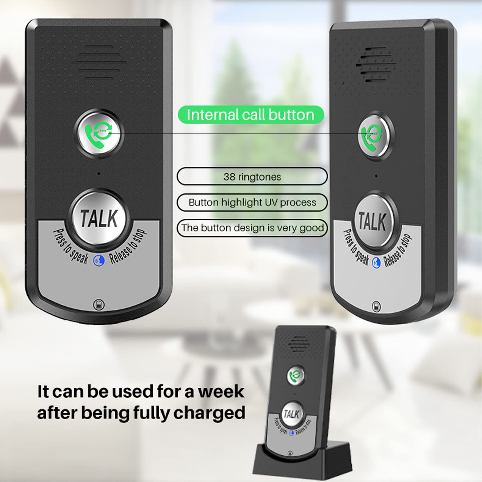 **Wireless Intercom System for Home - 1500M Range, Dual Charging Options, Doorbell Function - Secure Home Communication for Apartments, Offices & Gated Communities**
