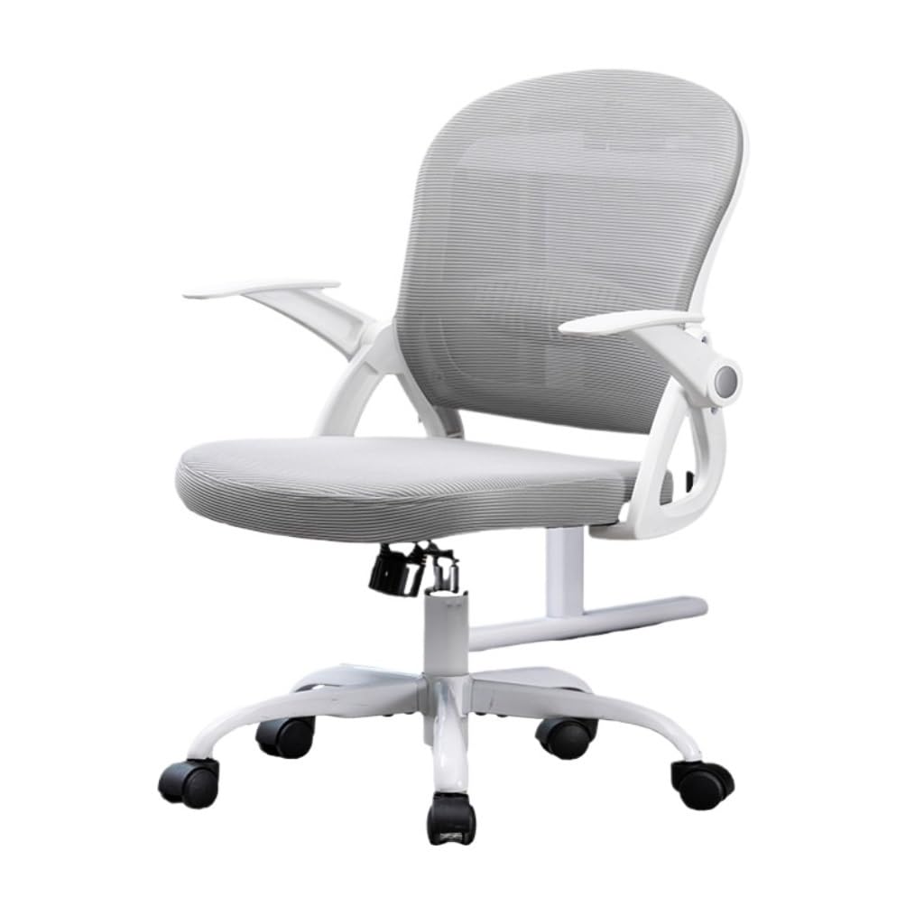Ergonomic Office Chair with Flip-Up Arms & S-Shaped Backrest - Adjustable Swivel Computer Desk Chair for Home & Office (White, Size A) - Perfect for Long Work Hours & Gaming Sessions