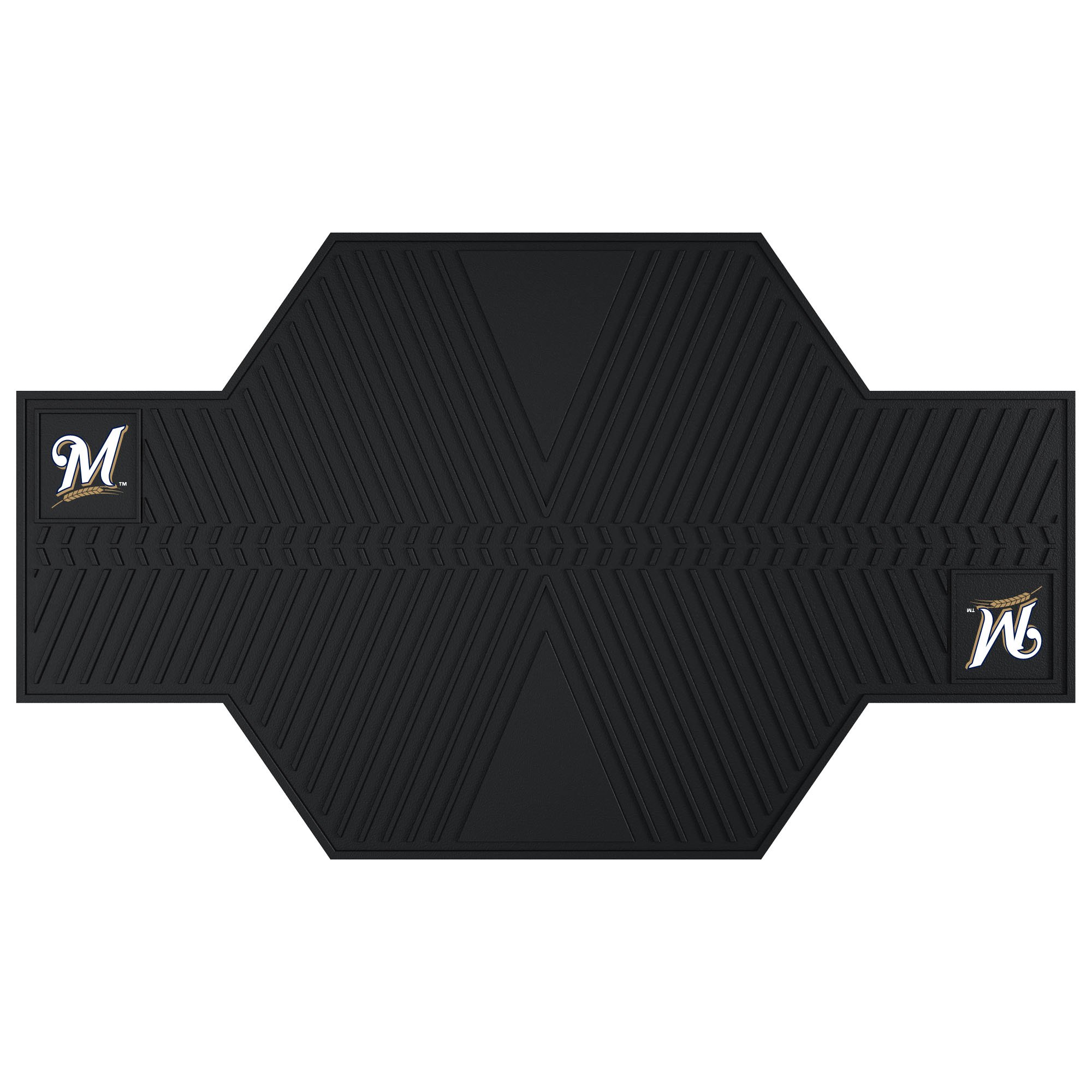 FANMATS 15357 MLB Milwaukee Brewers Motorcycle Floor Mat - Non-Slip Rug for Sports Fans, Man Cave Decor, Garage & Home Use