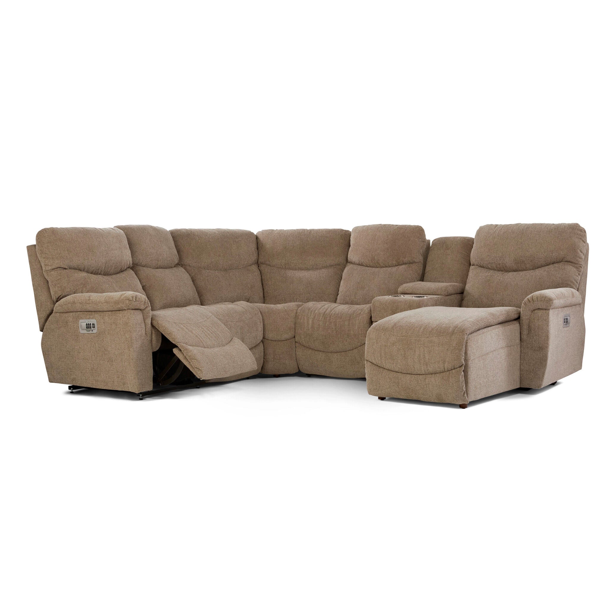 James 5-Piece Tri-Power Right Chaise Reclining Sectional Sofa Set with Power Headrests - Modern Living Room Furniture for Home Theater & Family Gatherings