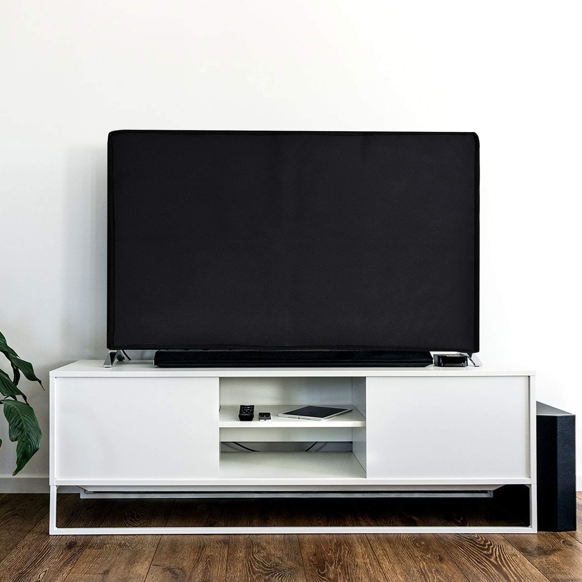 kwmobile 65 Inch TV Dust Cover - Black Fabric Screen Protector for Indoor Flat Screen TVs | Perfect for Living Room, Bedroom & Home Theater Protection