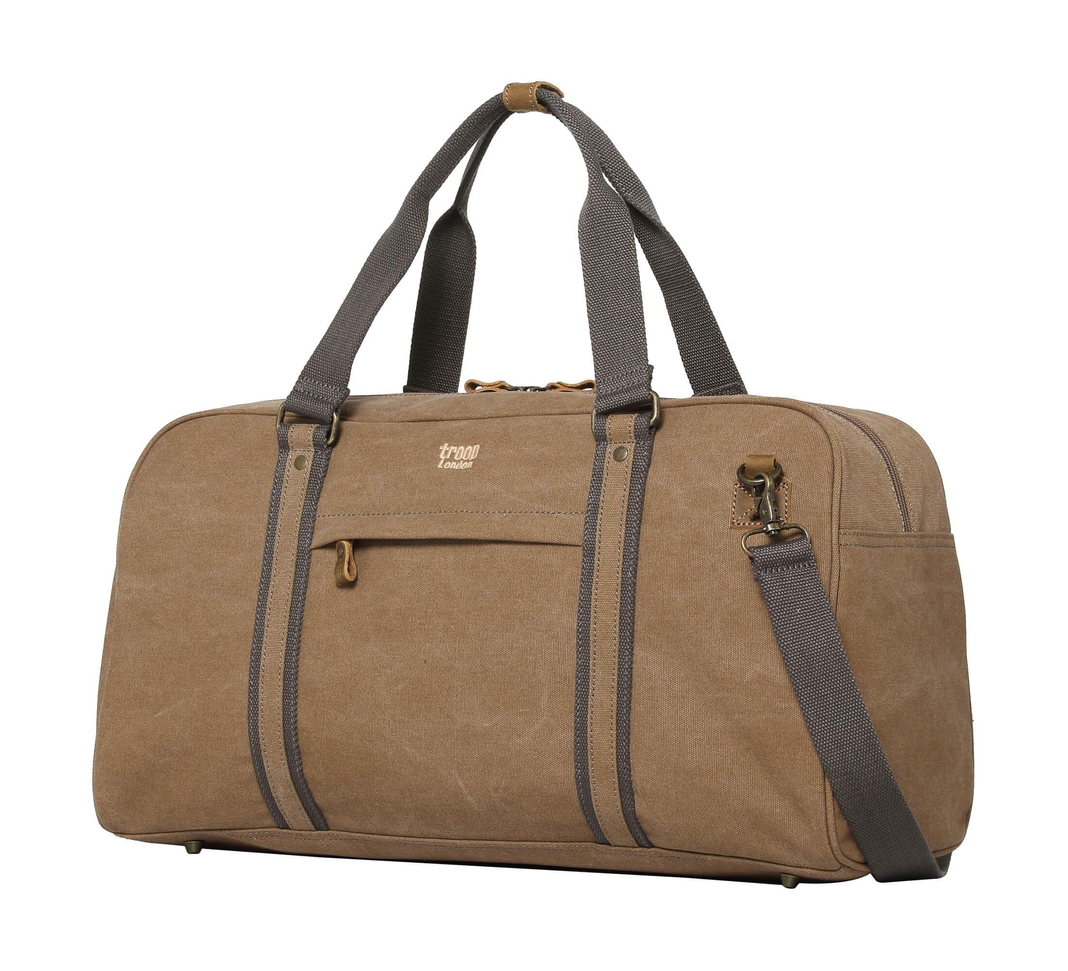 TRP0389 Troop London Classic Canvas Travel Duffel Bag - Large Waterproof Holdall for Gym, Weekend Getaways & Air Travel | Durable Carry-On Luggage for Men & Women