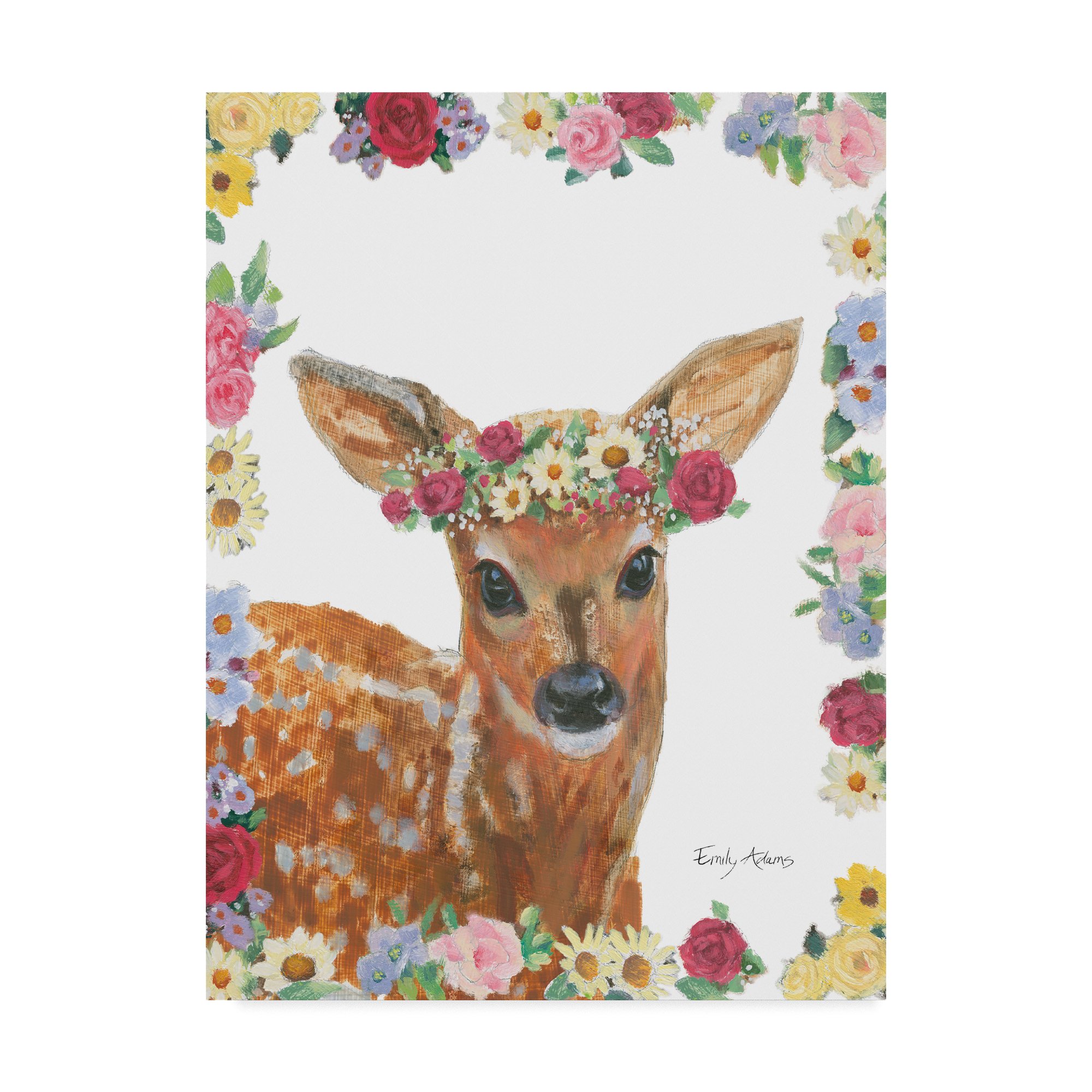 Flower Friends III by Emily Adams - 18x24 Inch Canvas Wall Art - Perfect for Living Room, Bedroom & Office Decor