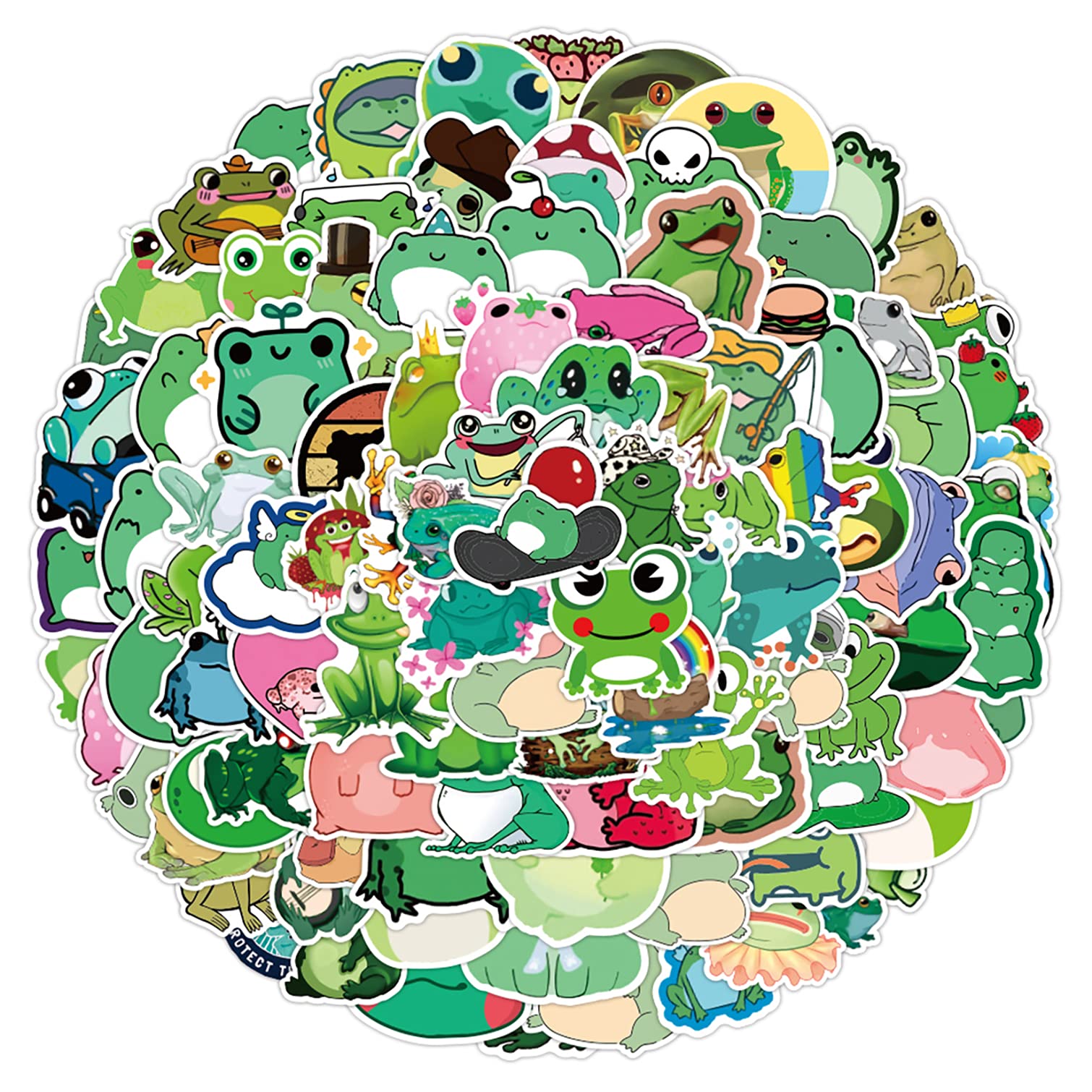 Seatefy 100 PCS Frog Stickers - Waterproof Vinyl Decals for Laptop, Skateboard, Water Bottle, Phone, Guitar | Cute Frog Stickers for Kids, Teens & Adults | Perfect for DIY Crafts, School Projects & Personalizing Accessories