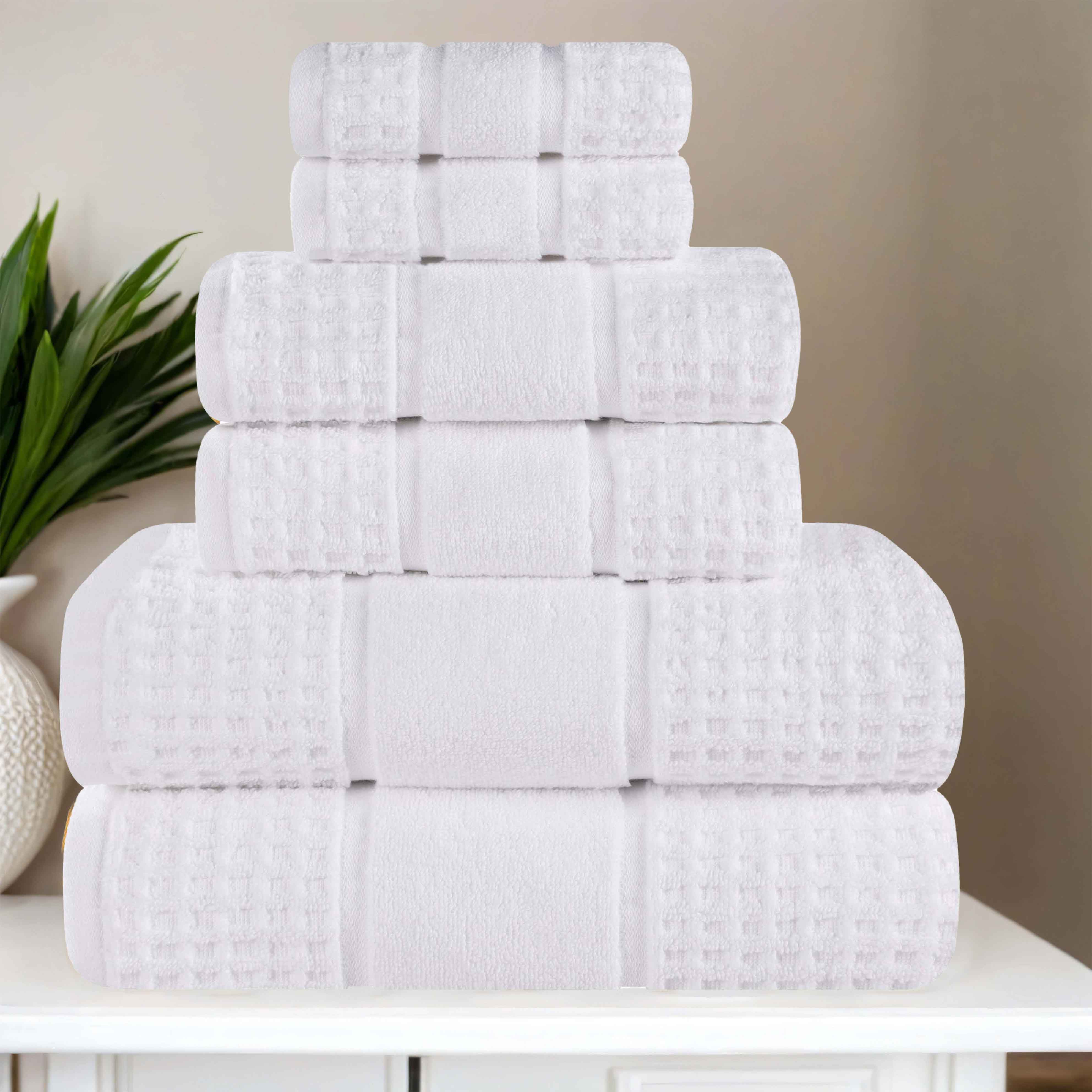 Premium 6-Piece Zero Twist Cotton Waffle Towel Set - Ultra Soft & Absorbent Honeycomb Weave Bath Towels for Spa, Gym & Luxury Home Use