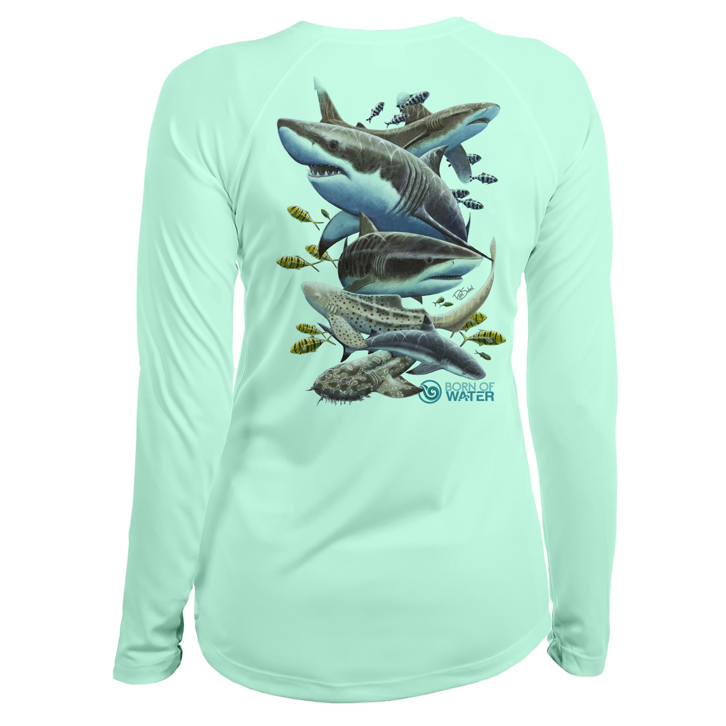 Women's UV UPF 50+ Shark Scuba Diving Long Sleeve Shirt - Misunderstood Beauty for Ocean Adventures & Outdoor Protection