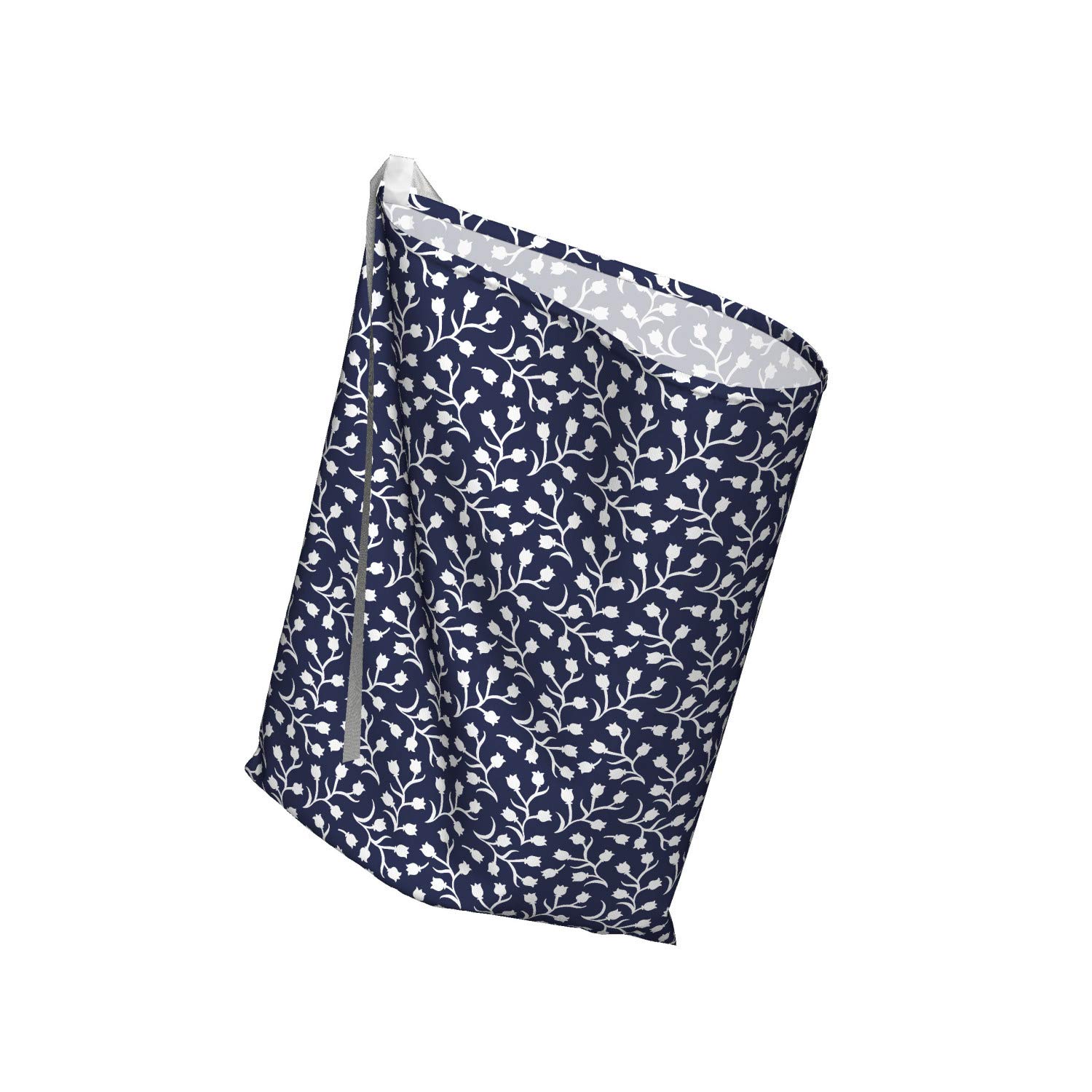 Ambesonne Oriental Fabric Gift Bag - Monochrome Floral Ethnic Tulip Pattern with 3 Ribbons, 27