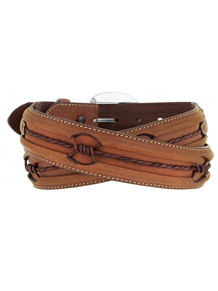 Justin C10817 Men's Fenced In Belt - Genuine Leather Dress Belt for Business & Casual Wear - Dark Brown - Perfect for Office, Wedding & Formal Occasions