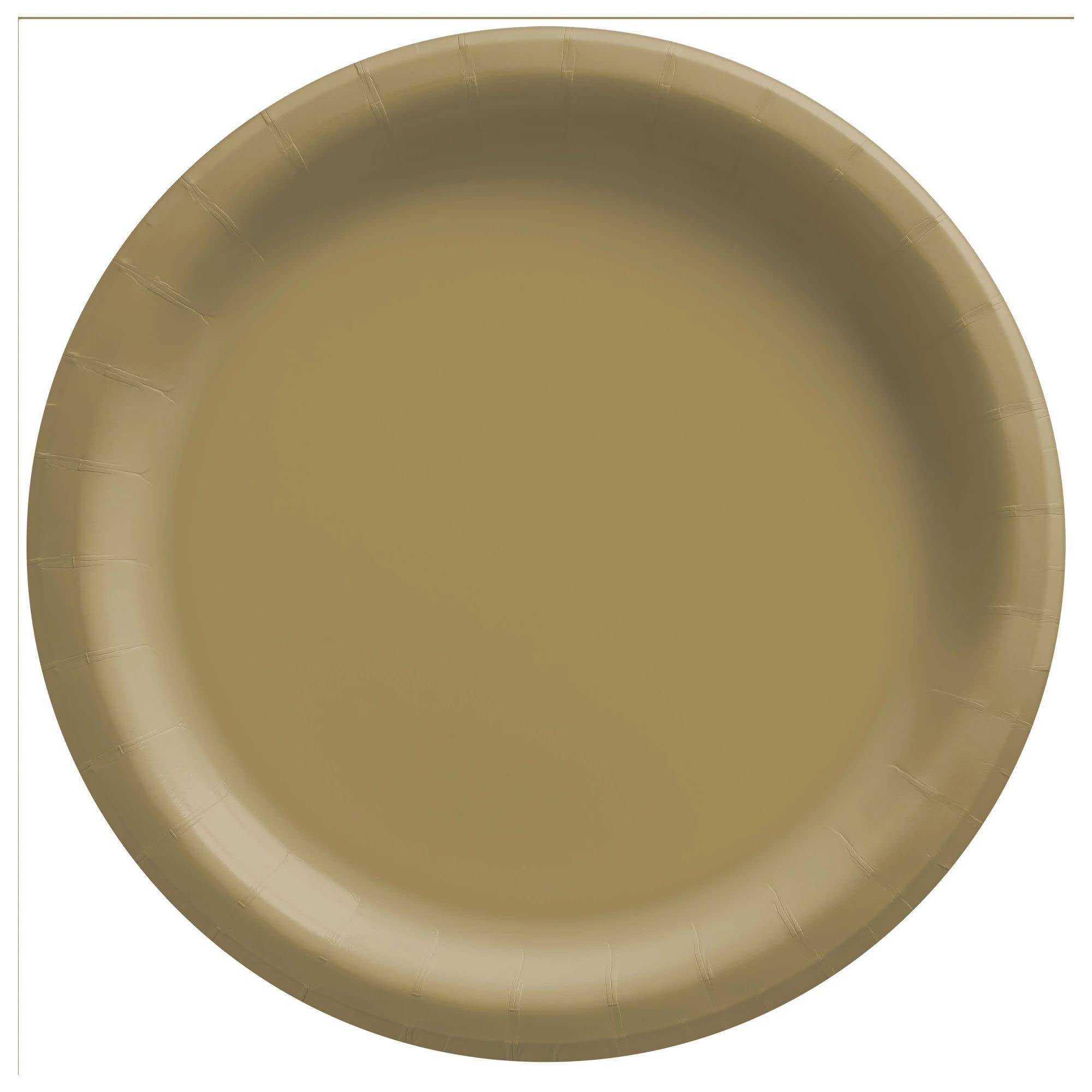 20-Pack Gold Round Paper Plates 6.75 Inch Disposable Elegant Dinnerware for Parties, Weddings, and Special Events
