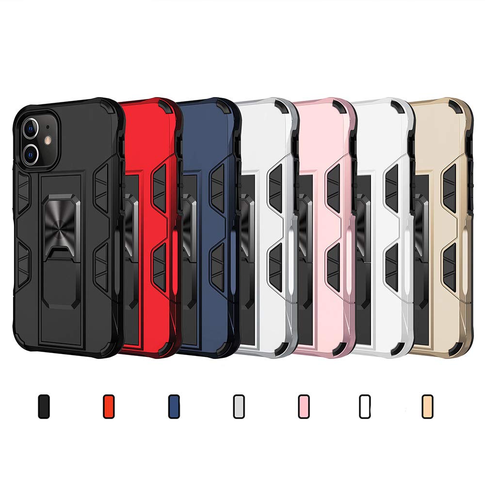 Omorro Military Grade iPhone 12 Mini Case - Drop Tested Rugged Protective Cover with Magnetic Car Mount & Kickstand | Hard PC + Soft TPU Dual Layer Protection | Perfect for Outdoor, Construction & Extreme Sports (Red)