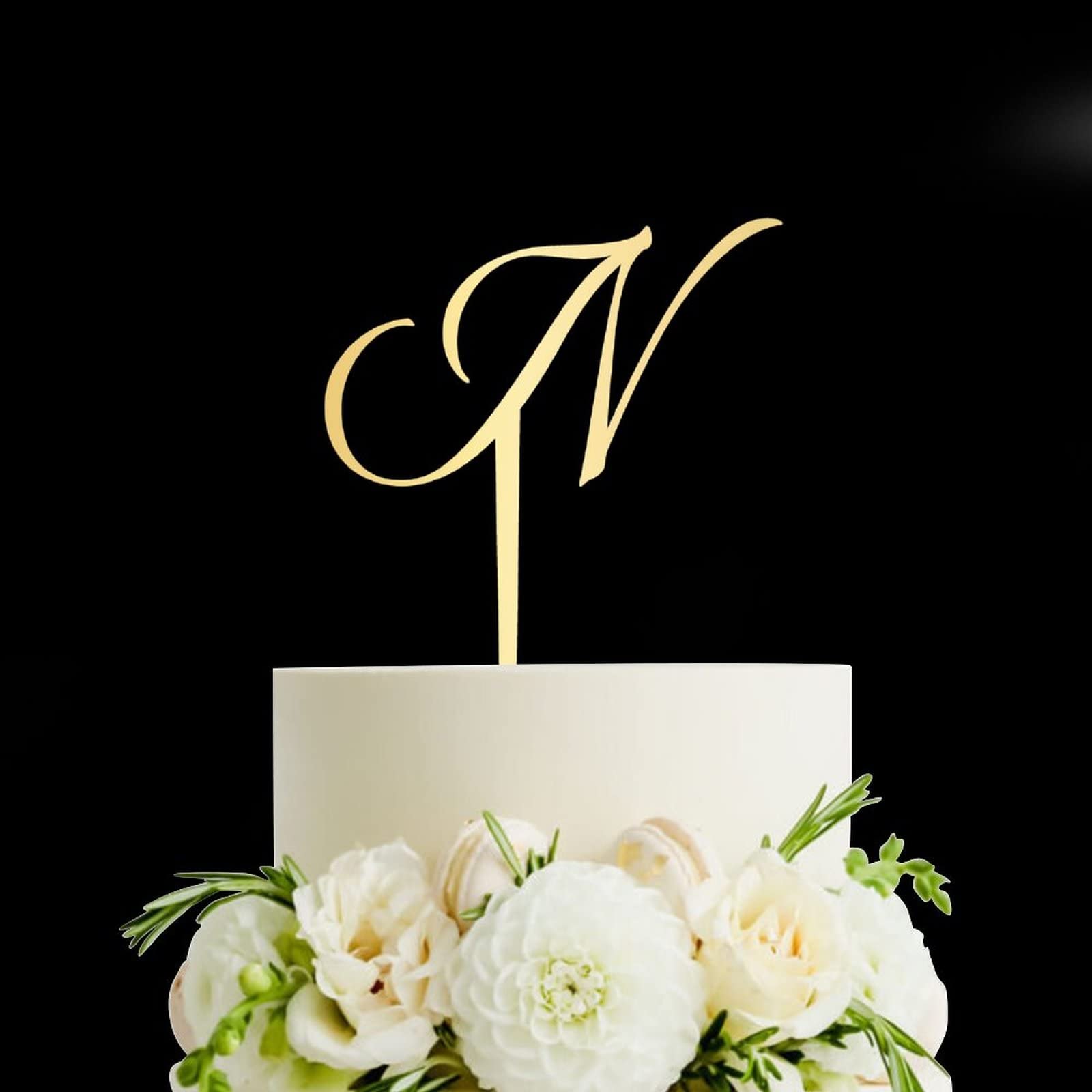 Personalized Acrylic Glitter Gold Letter N Cake Topper - Rustic Wedding, Anniversary, Engagement Party Decor - Perfect for Custom Cakes, Cupcakes & Desserts