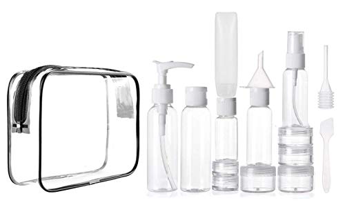 TSA Approved Travel Bottles Set - 15-Piece Leakproof Toiletry Containers with Squeeze, Pump & Spray Bottles for Liquids, Lotions, Gels, Perfume | Includes Clear Cosmetic Bag - Perfect for Air Travel, Gym, Camping & Weekend Getaways