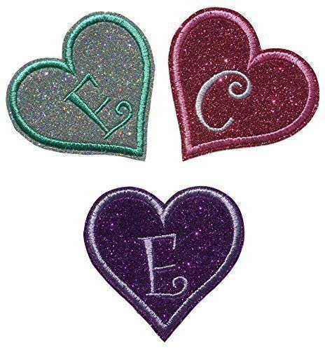 Custom Embroidered Glitter Felt Heart Iron On Patch - Personalized Initial Monogram for Jackets, Bags & DIY Crafts