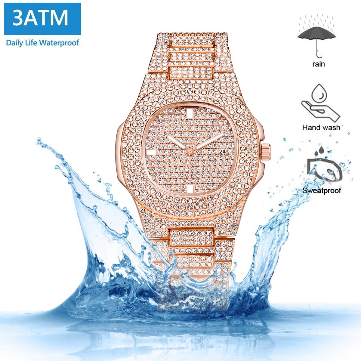 Luxury Men's Watch - Stainless Steel Diamond Hip Hop Style Watch for Men | Perfect for Casual Wear, Parties & Special Occasions
