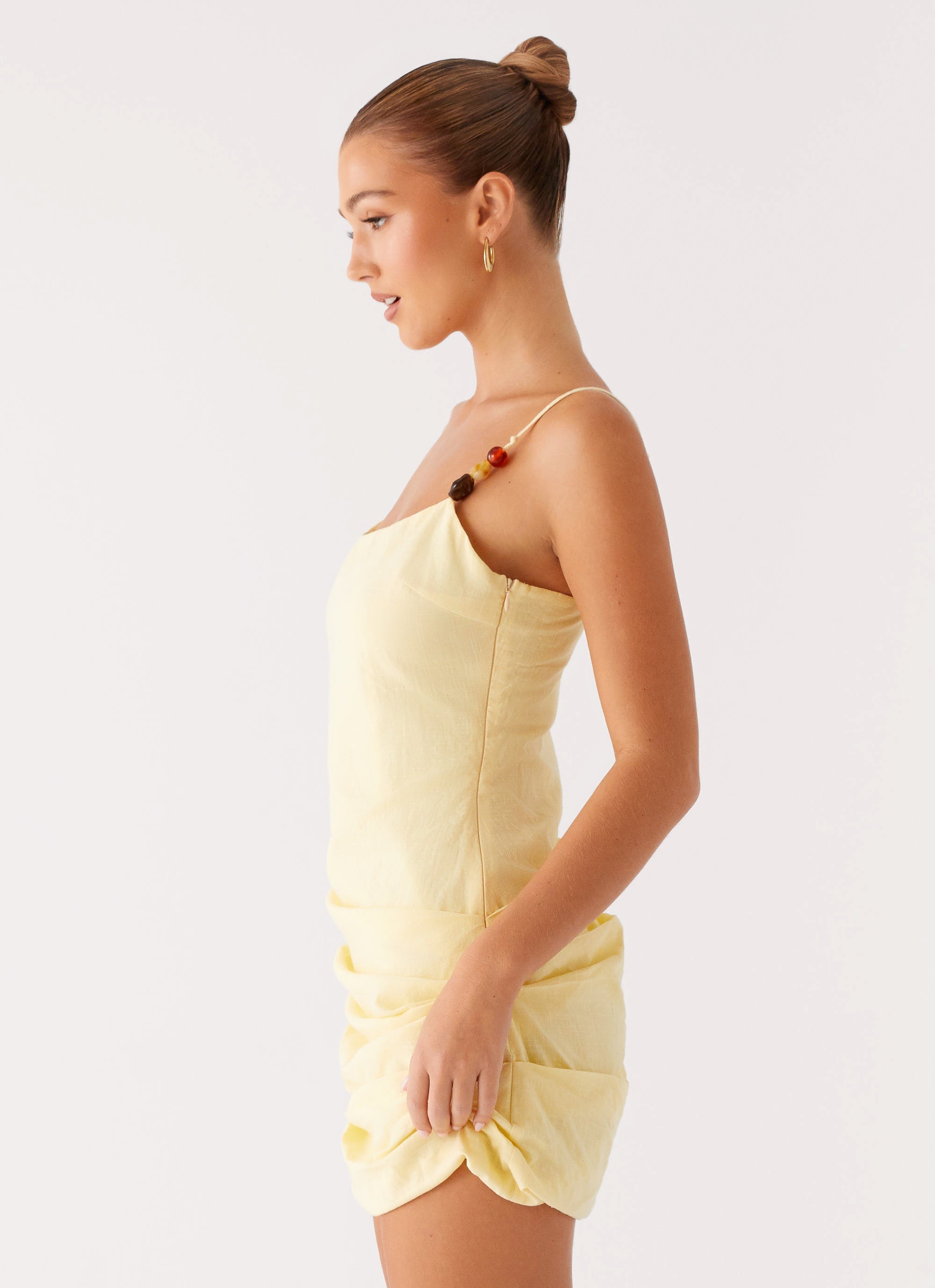 Adella Women's Mini Dress - Flowy Short Sleeve Summer Casual Yellow Dress for Beach, Party & Date Night