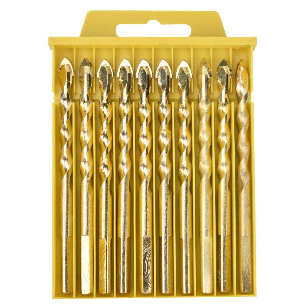 Walfront 10-Piece Carbide Twist Drill Bit Set (6mm) - High-Speed Steel Wood Ceramic Plastic Glass Wall Cement Drilling - Perfect for DIY Home Projects, Woodworking & Construction Work