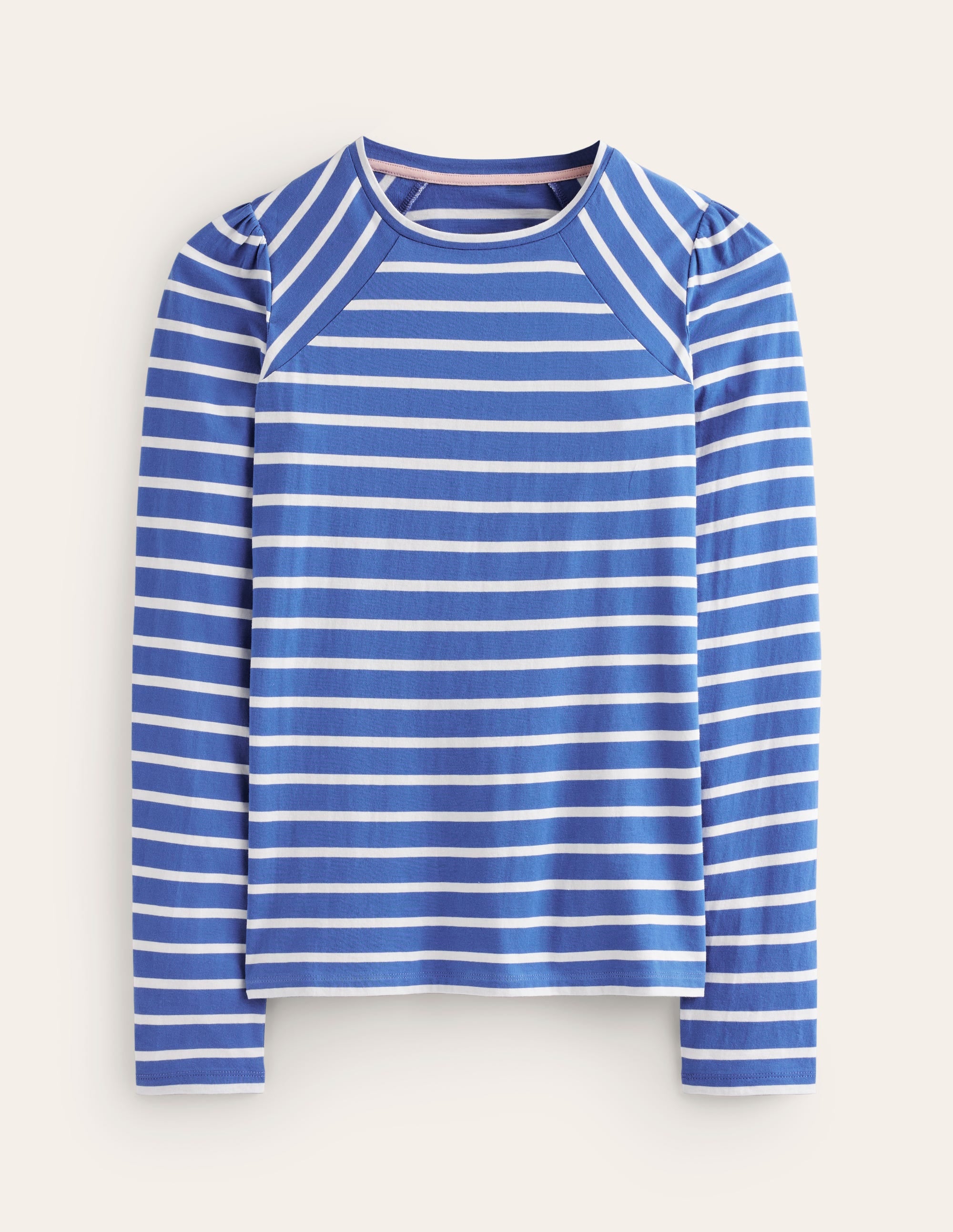 Arabella Stripe Jersey Top - Blue & Ivory Striped Women's Casual Shirt for Summer Outfits & Beach Wear