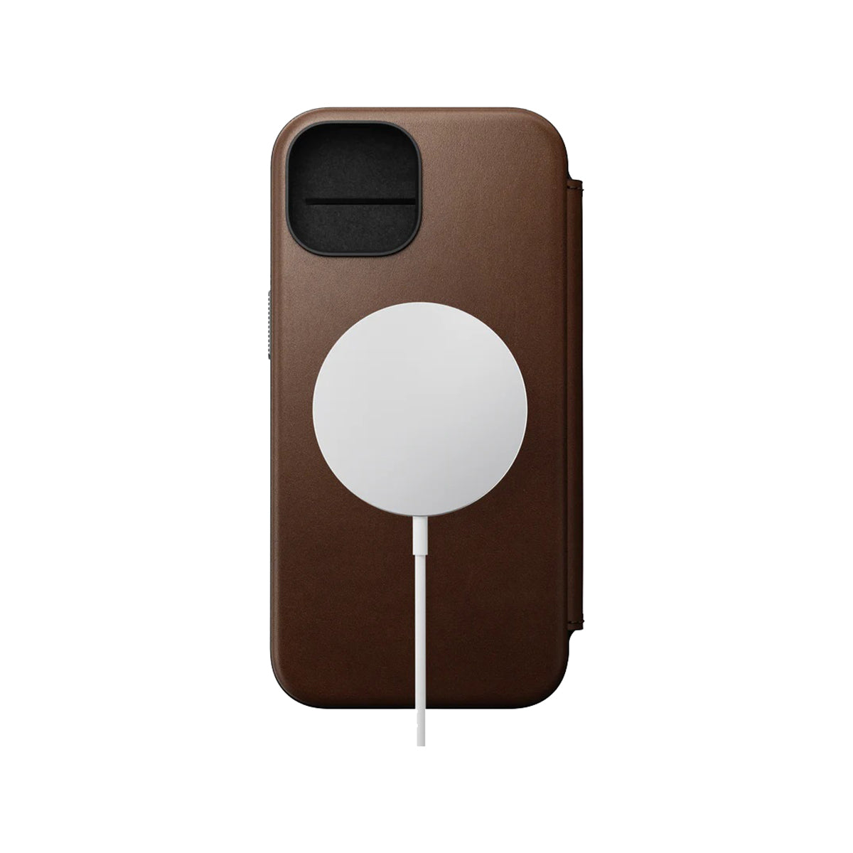 Premium Genuine Leather Folio Case for iPhone 15 - Slim Protective Cover with Card Slots (Brown) | Perfect for Business Professionals & Daily Commuters