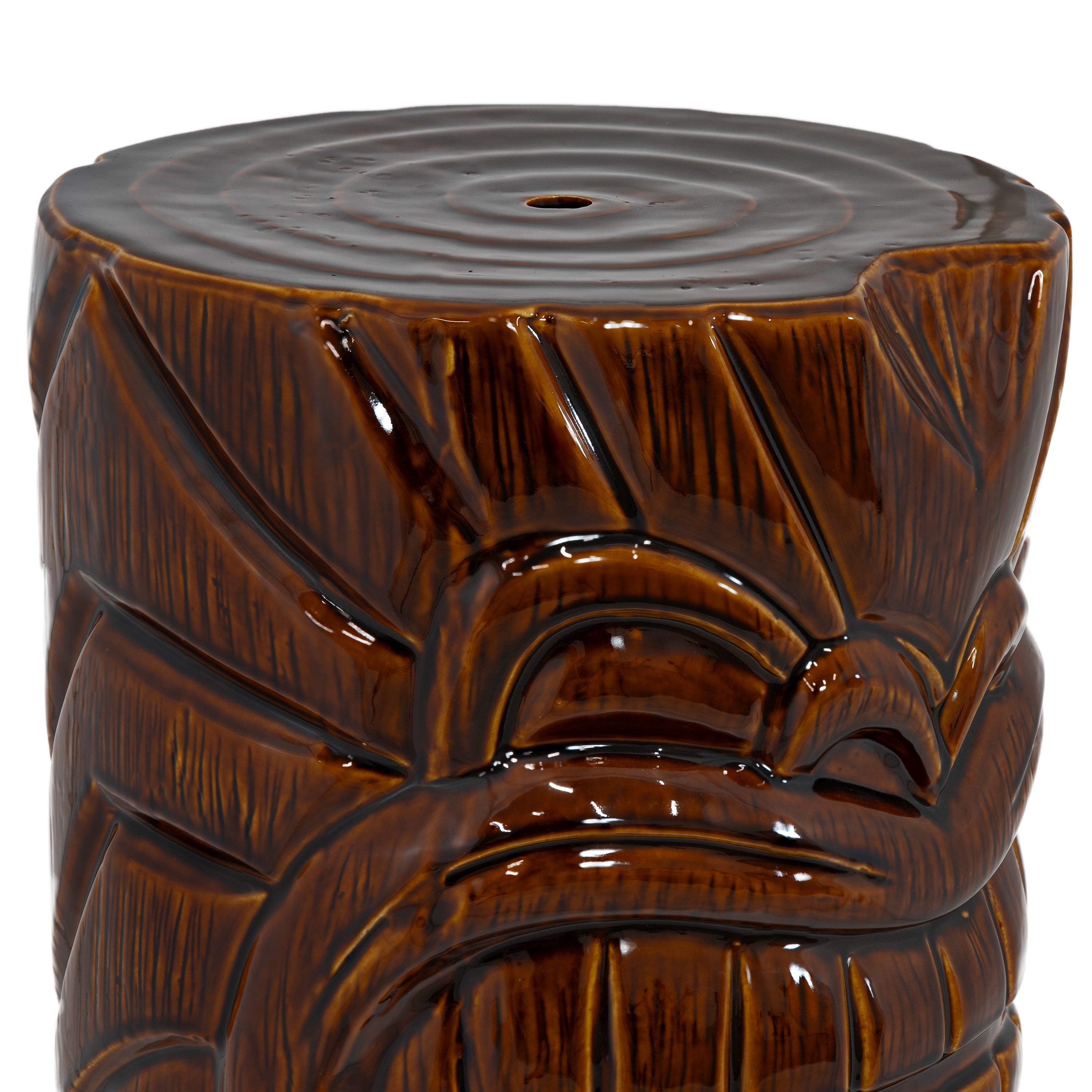 Sunnydaze Tiki Head Ceramic Garden Stool & Side Table - 17 Inch Outdoor Patio Decor for Poolside, Porch, or Backyard Seating