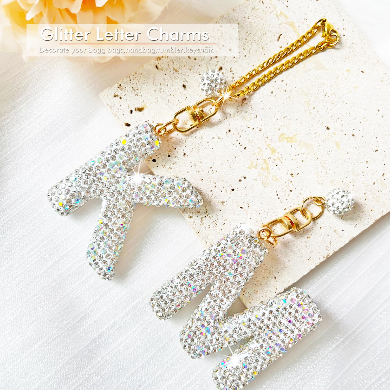 Bogg Bag Charms & Keychains for Women and Girls - Stylish Letter Charms Accessories for Beach Tote Bags | Perfect for Summer Outings, Pool Parties, and Vacation Essentials